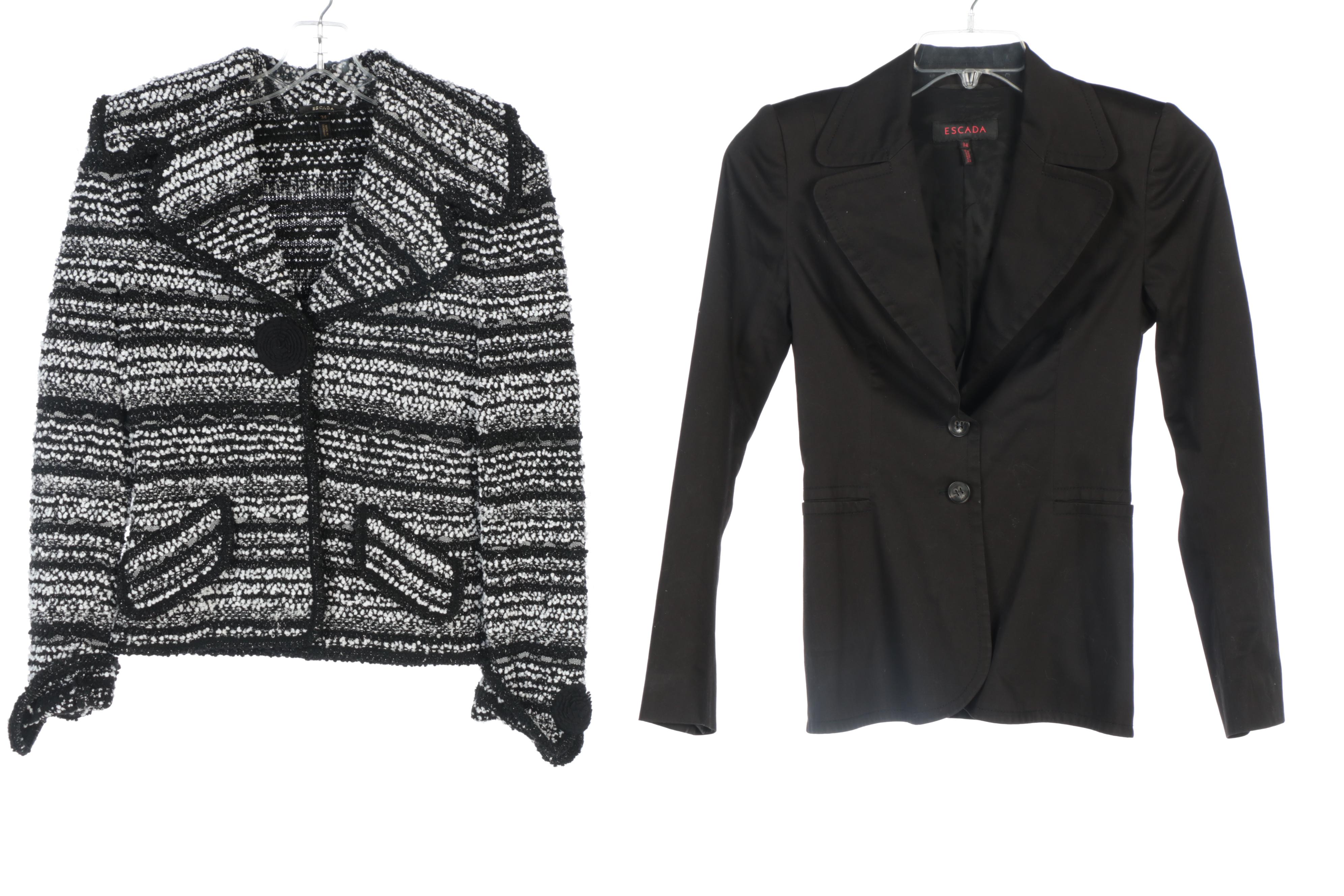 Escada Tweed Jacket, Black Suit Jacket and Black Jean Style Pants