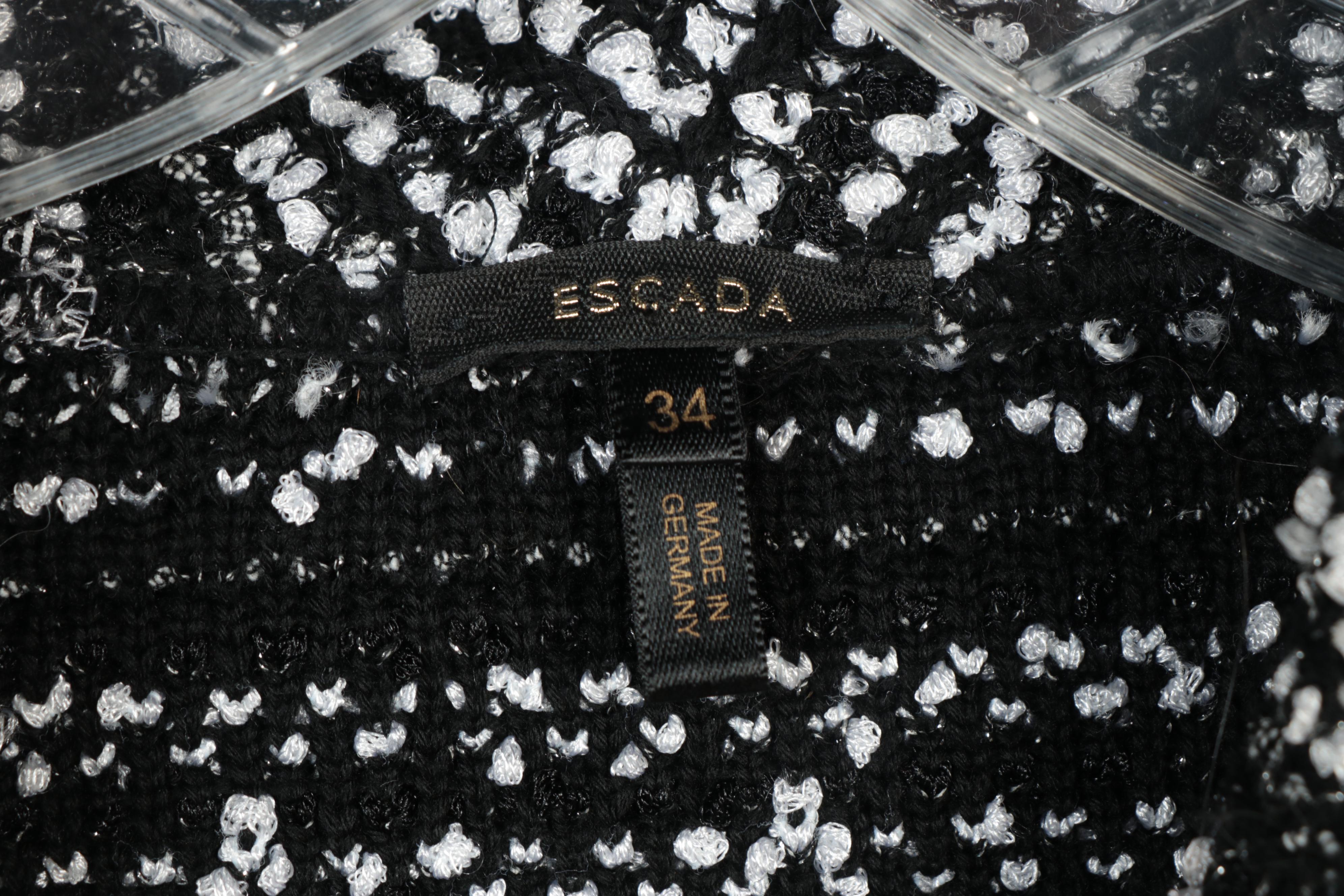 Escada Tweed Jacket, Black Suit Jacket and Black Jean Style Pants