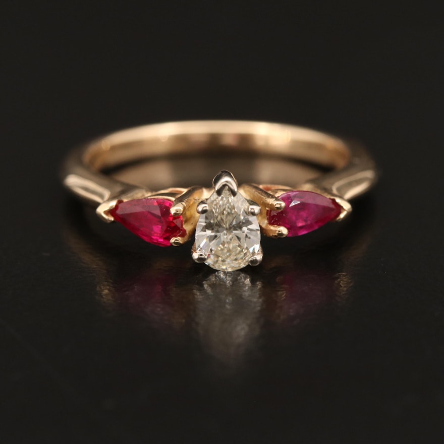 14K Diamond and Ruby Ring