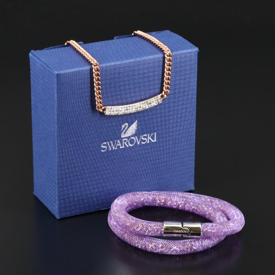 Swarovski Crystal "Stardust" Wrap Bracelet and "Vio" Pavé Necklace