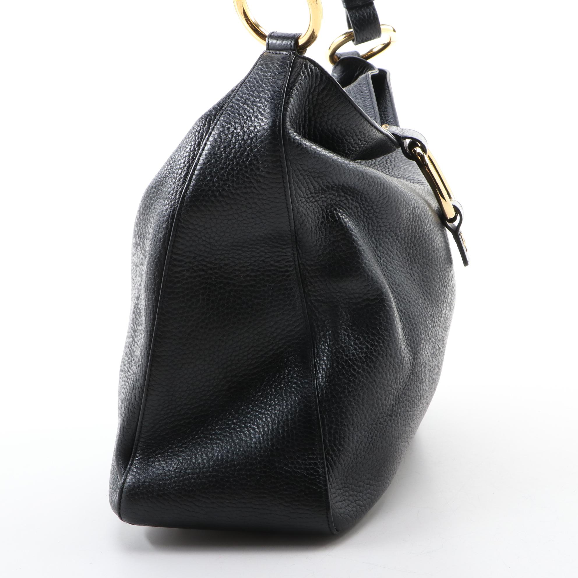 MCM Black Leather Hobo Shoulder Bag