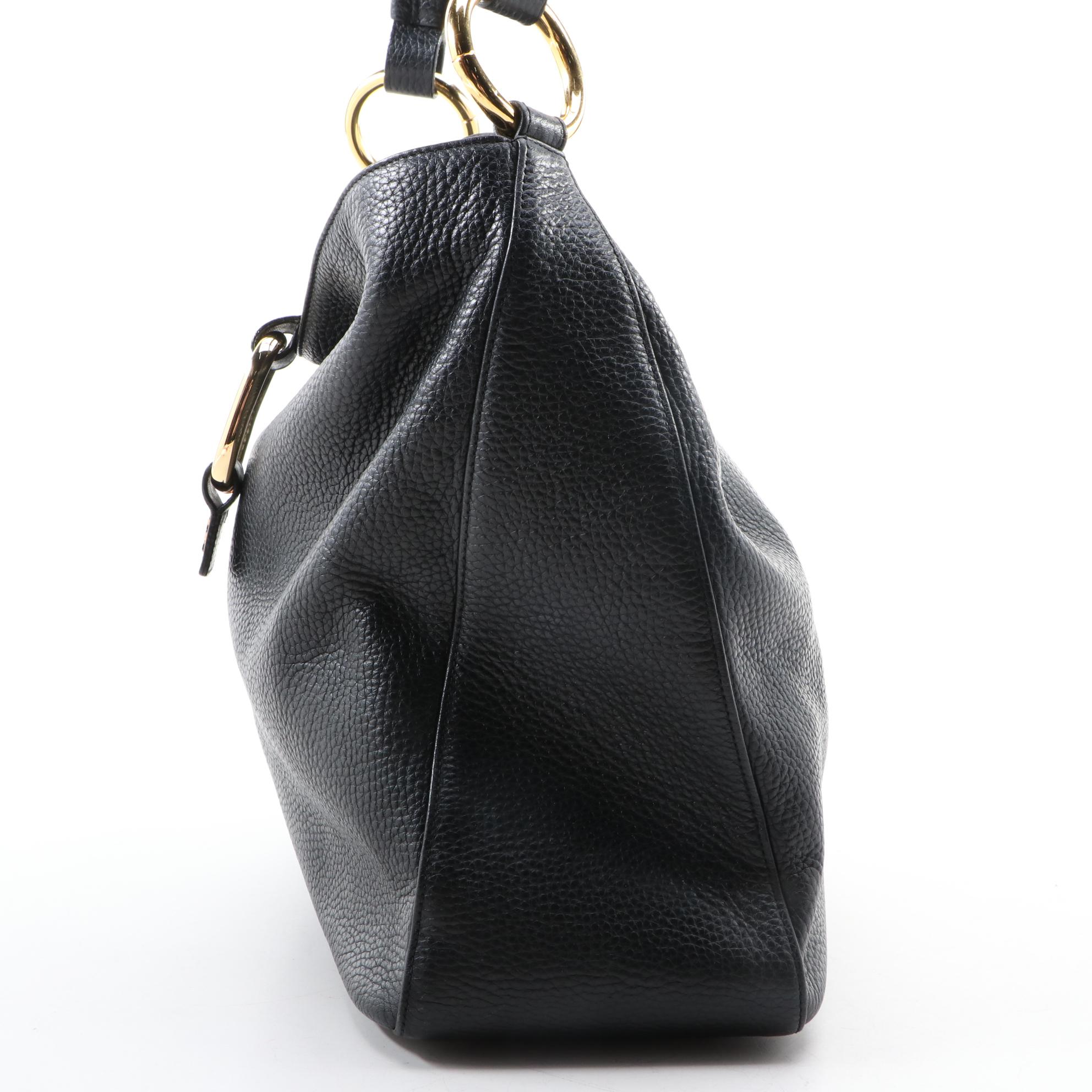 MCM Black Leather Hobo Shoulder Bag