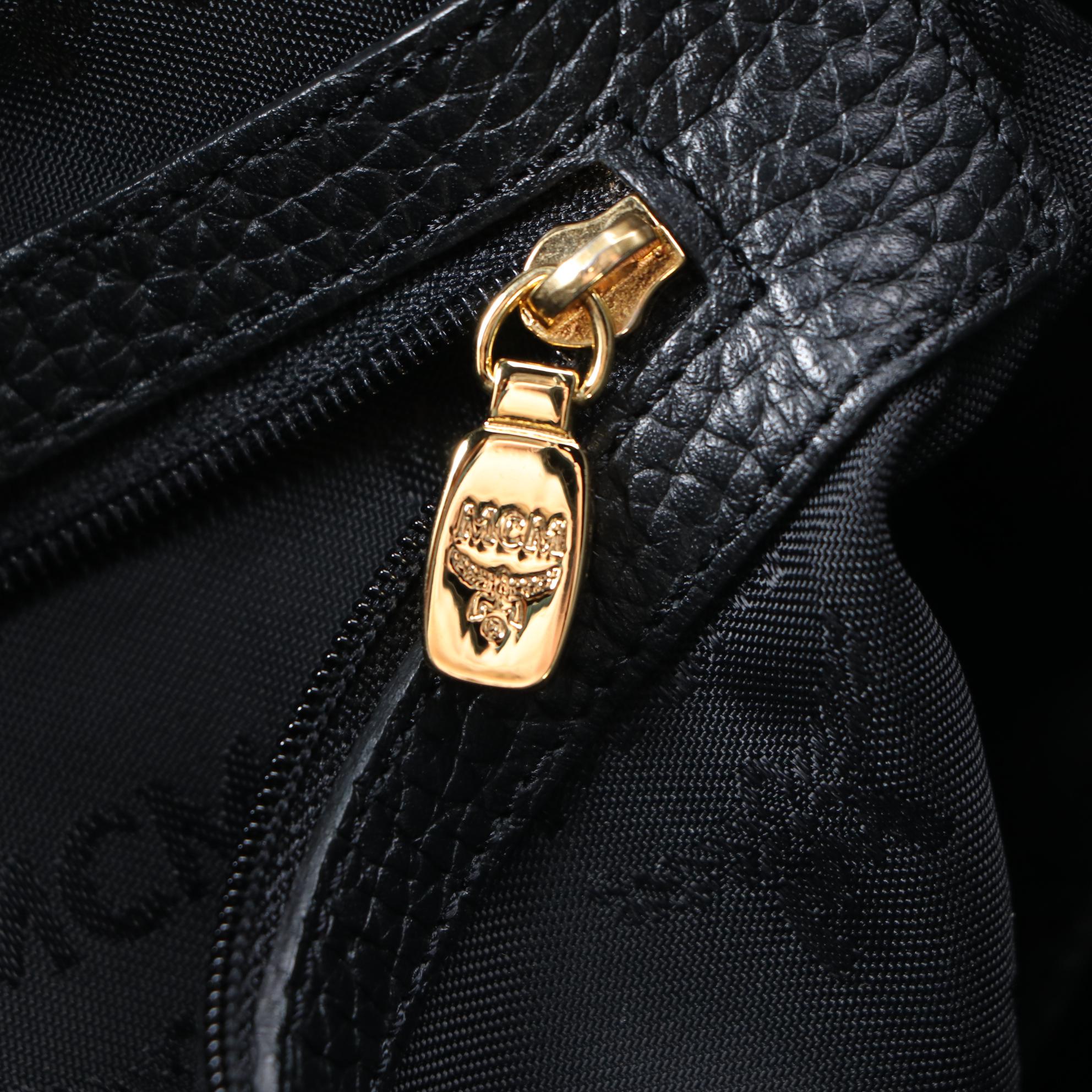 MCM Black Leather Hobo Shoulder Bag