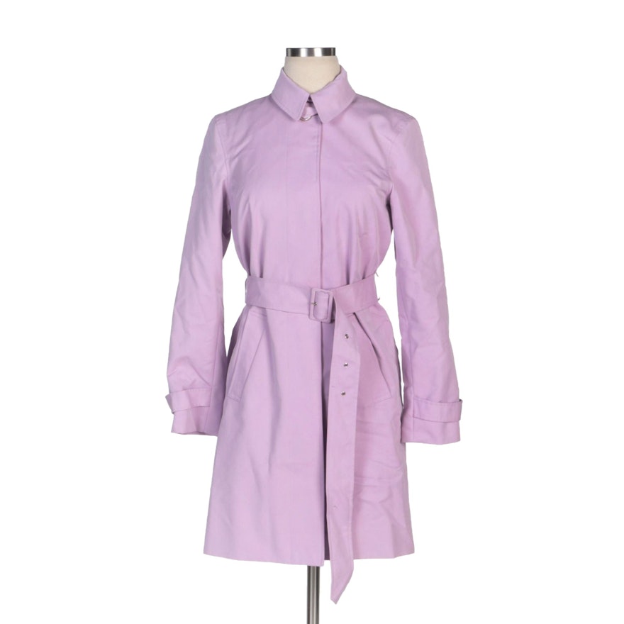 Lauren Ralph Lauren Lilac Single-Breasted Button-Front Coat with Belt