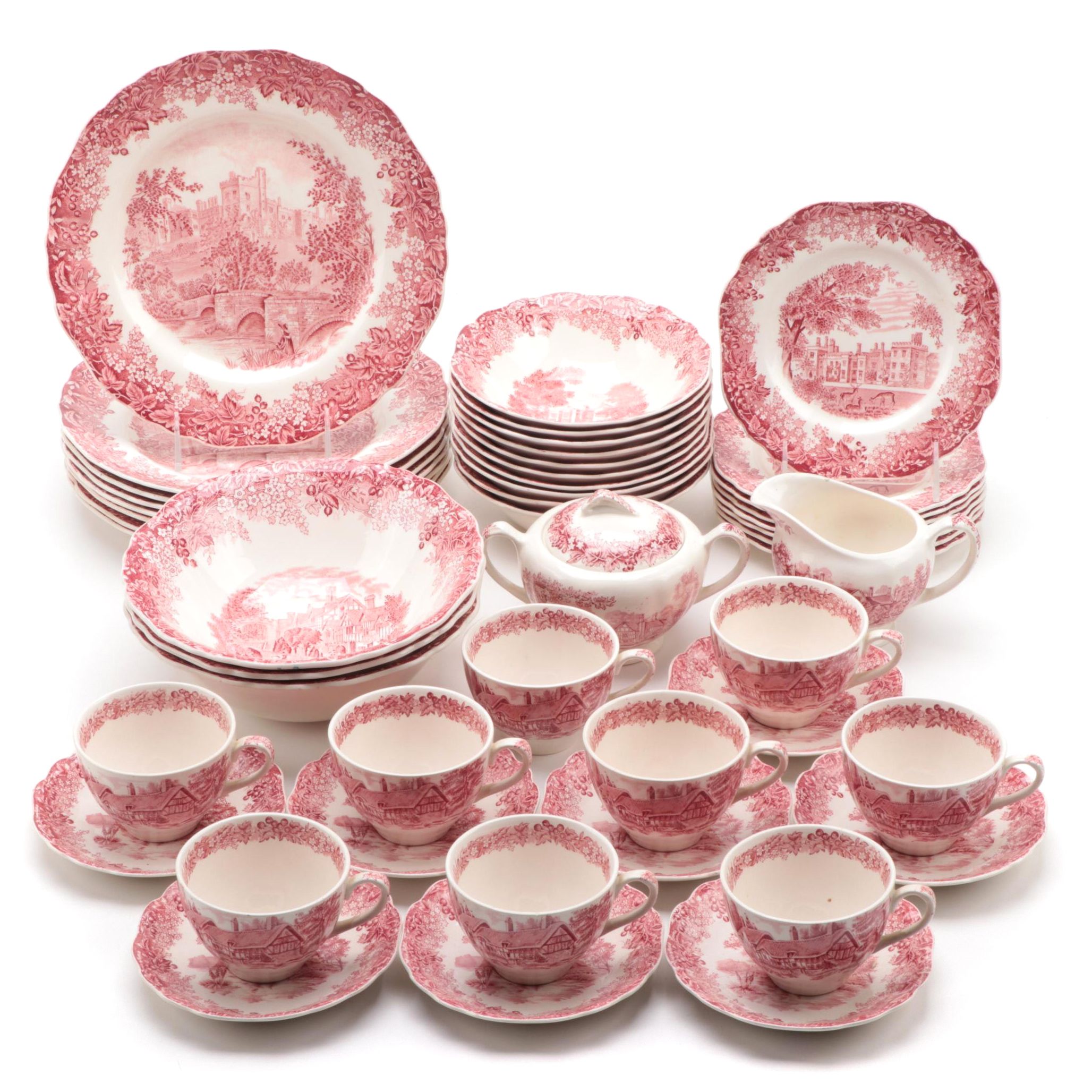 J & G Meakin "Romantic England Red" Dinnerware