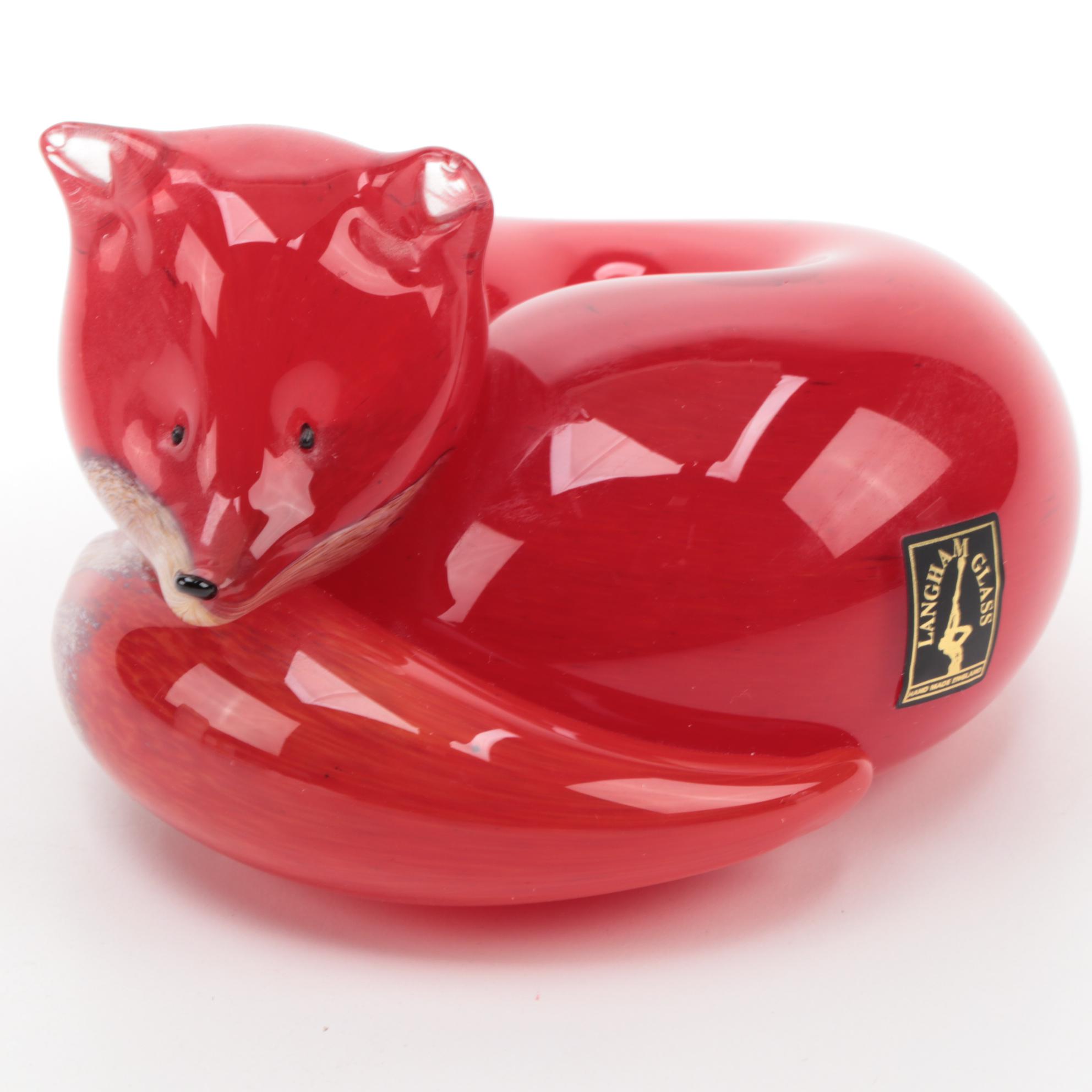 Langham Art Glass "Resting Fox" Figurine