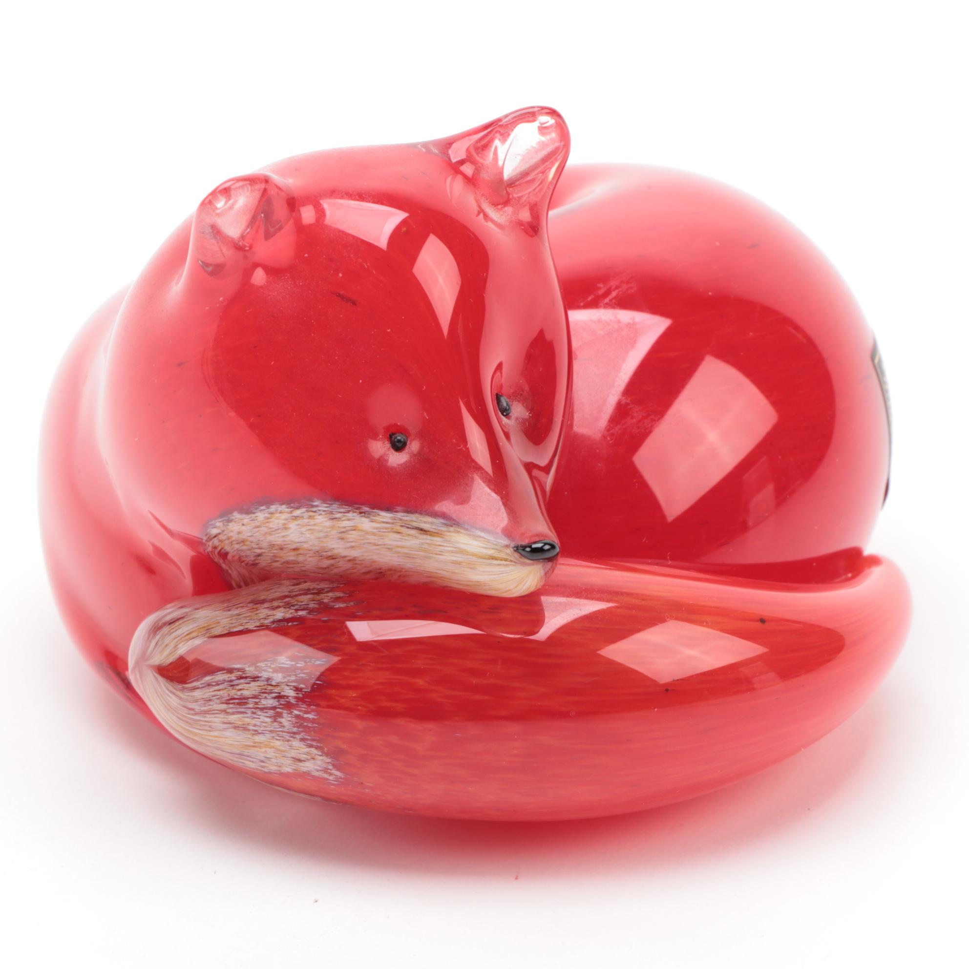 Langham Art Glass "Resting Fox" Figurine