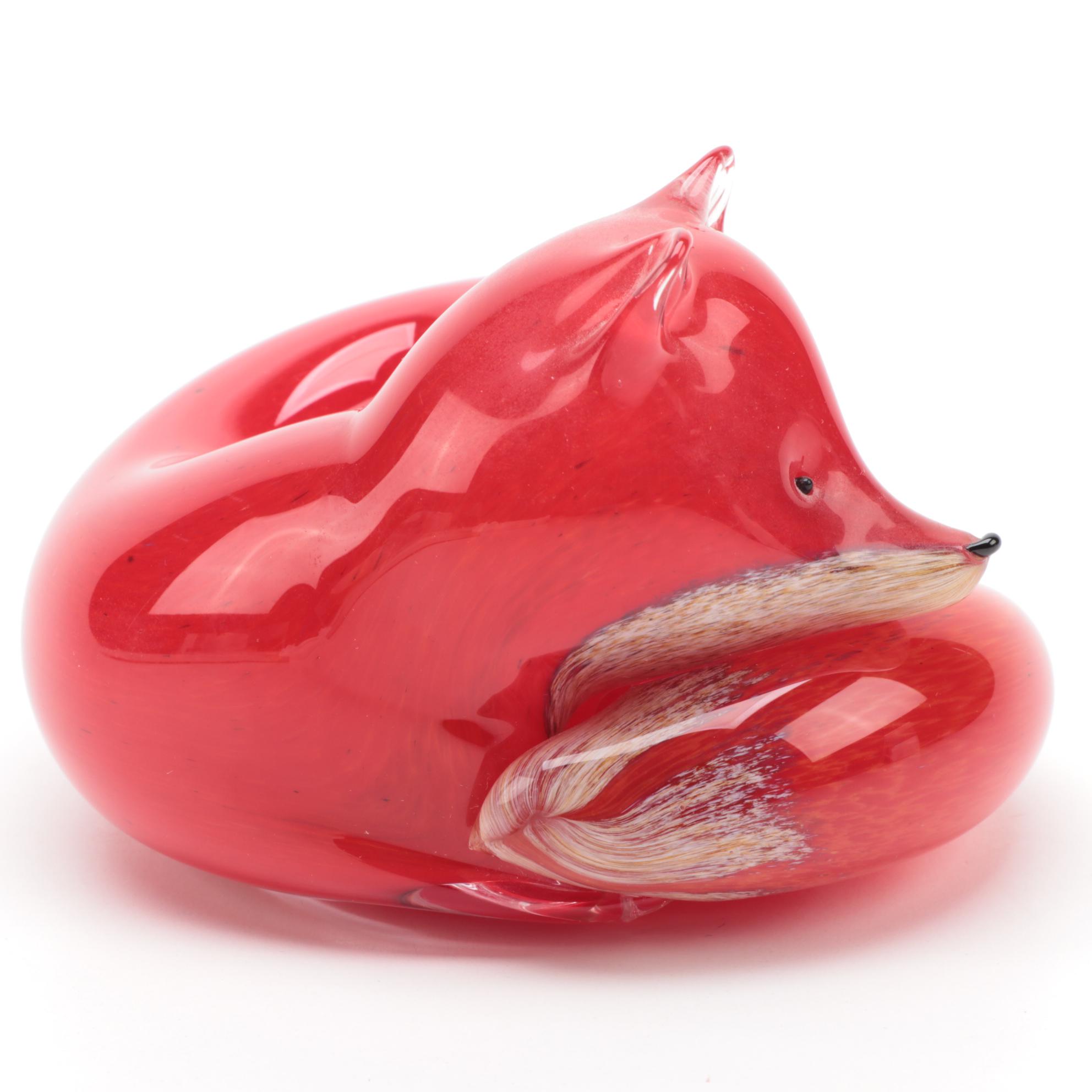 Langham Art Glass "Resting Fox" Figurine