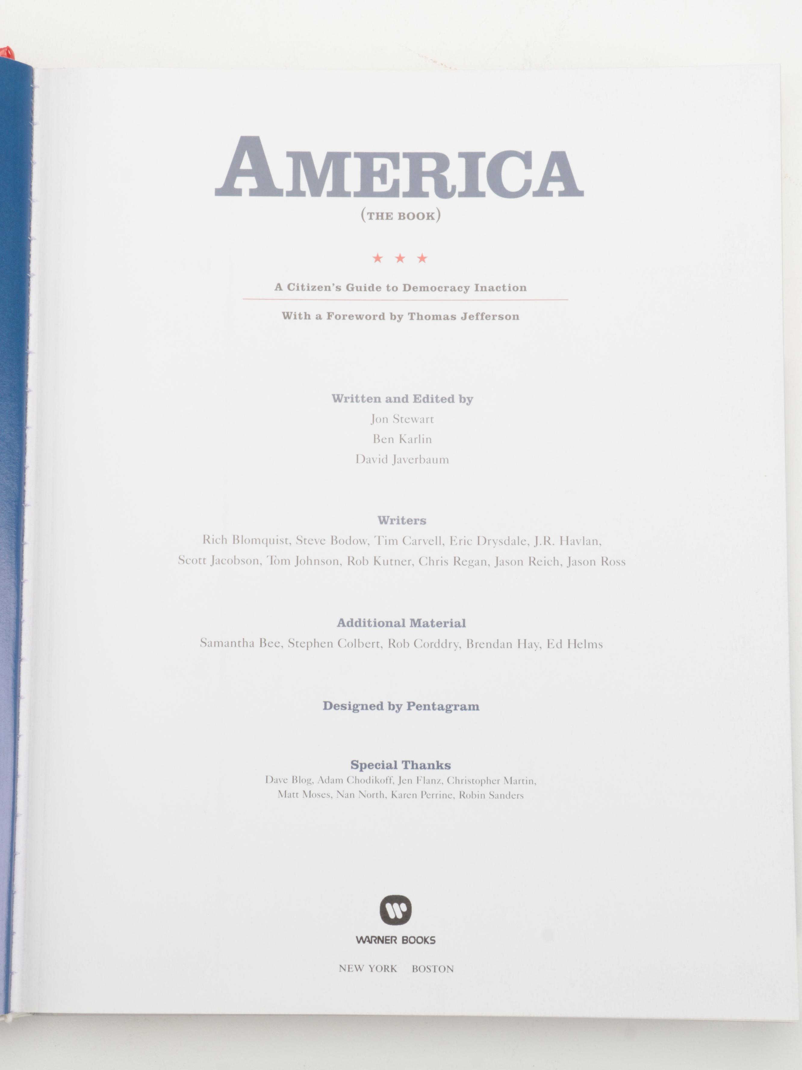 First Edition "America (The Book)" and "Earth (The Book)" by Jon Stewart