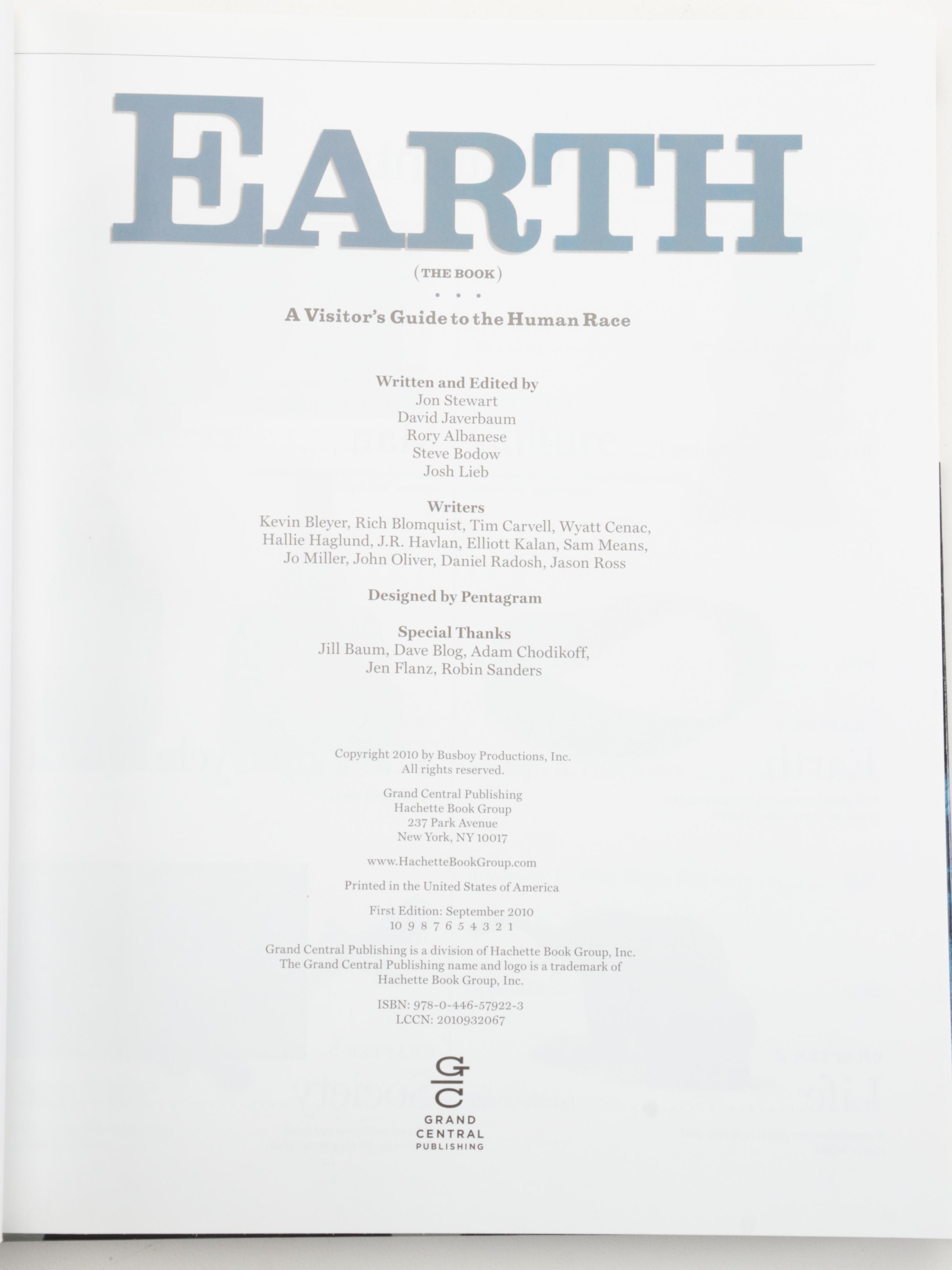 First Edition "America (The Book)" and "Earth (The Book)" by Jon Stewart