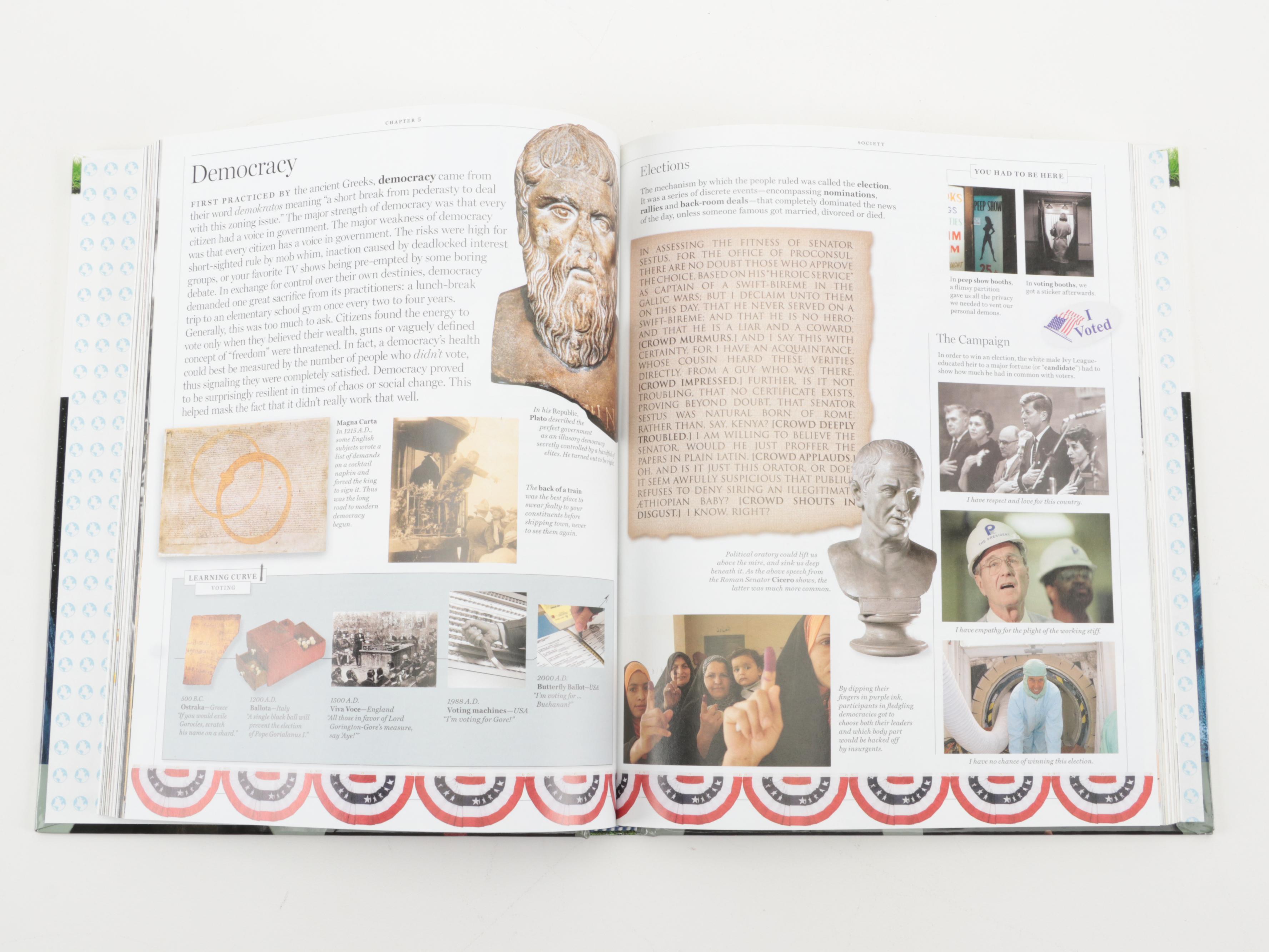 First Edition "America (The Book)" and "Earth (The Book)" by Jon Stewart