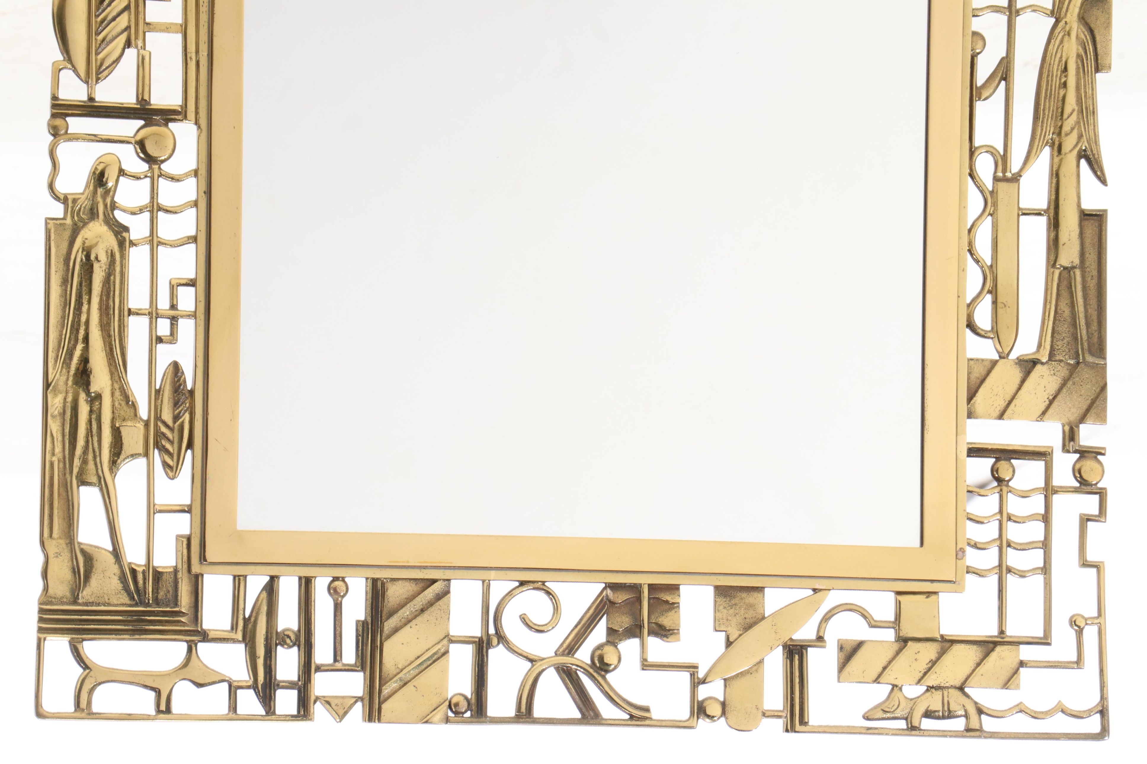Karl Hagenauer for Werkstätte Art Deco Openwork Brass Mirror, Circa 1930