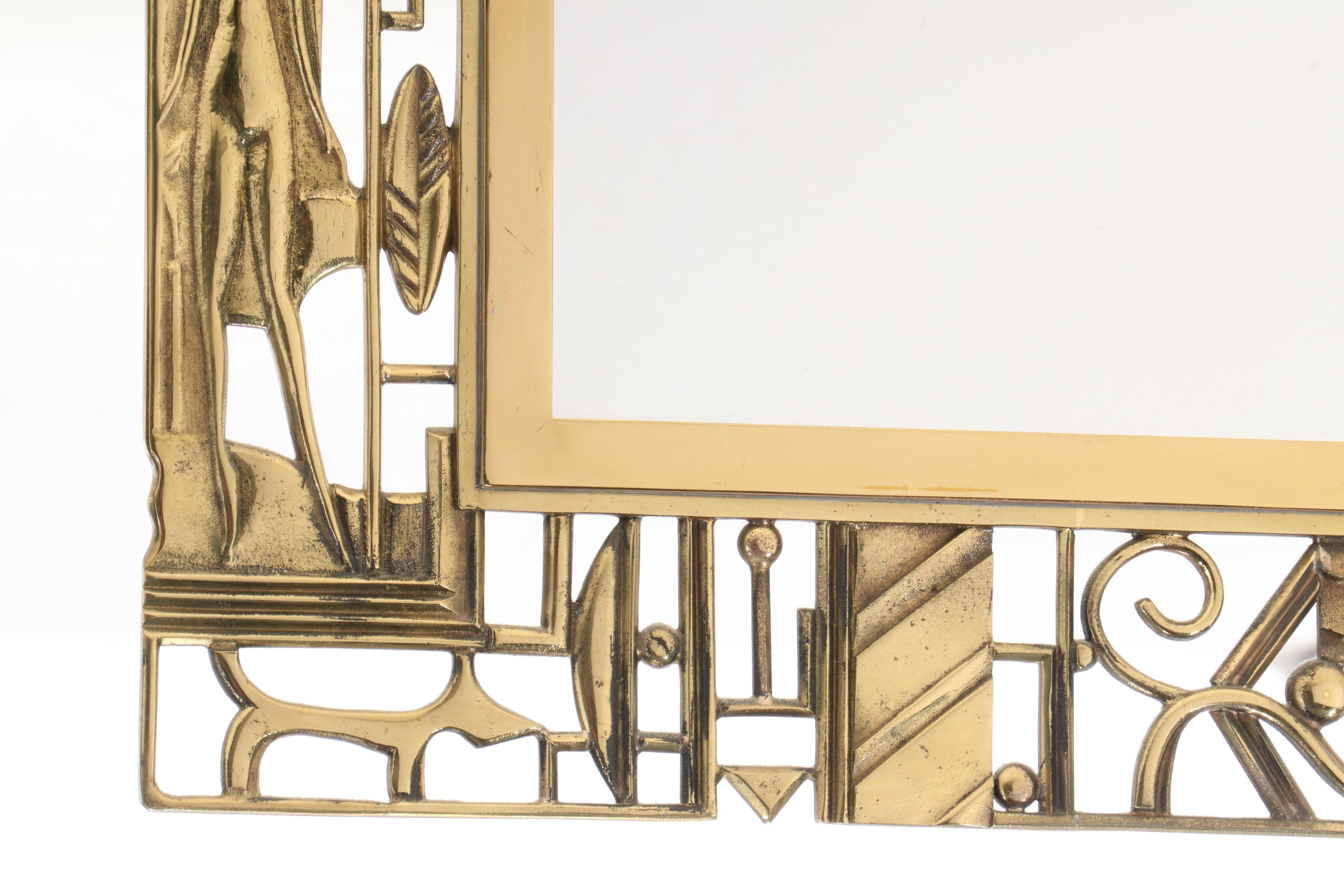 Karl Hagenauer for Werkstätte Art Deco Openwork Brass Mirror, Circa 1930