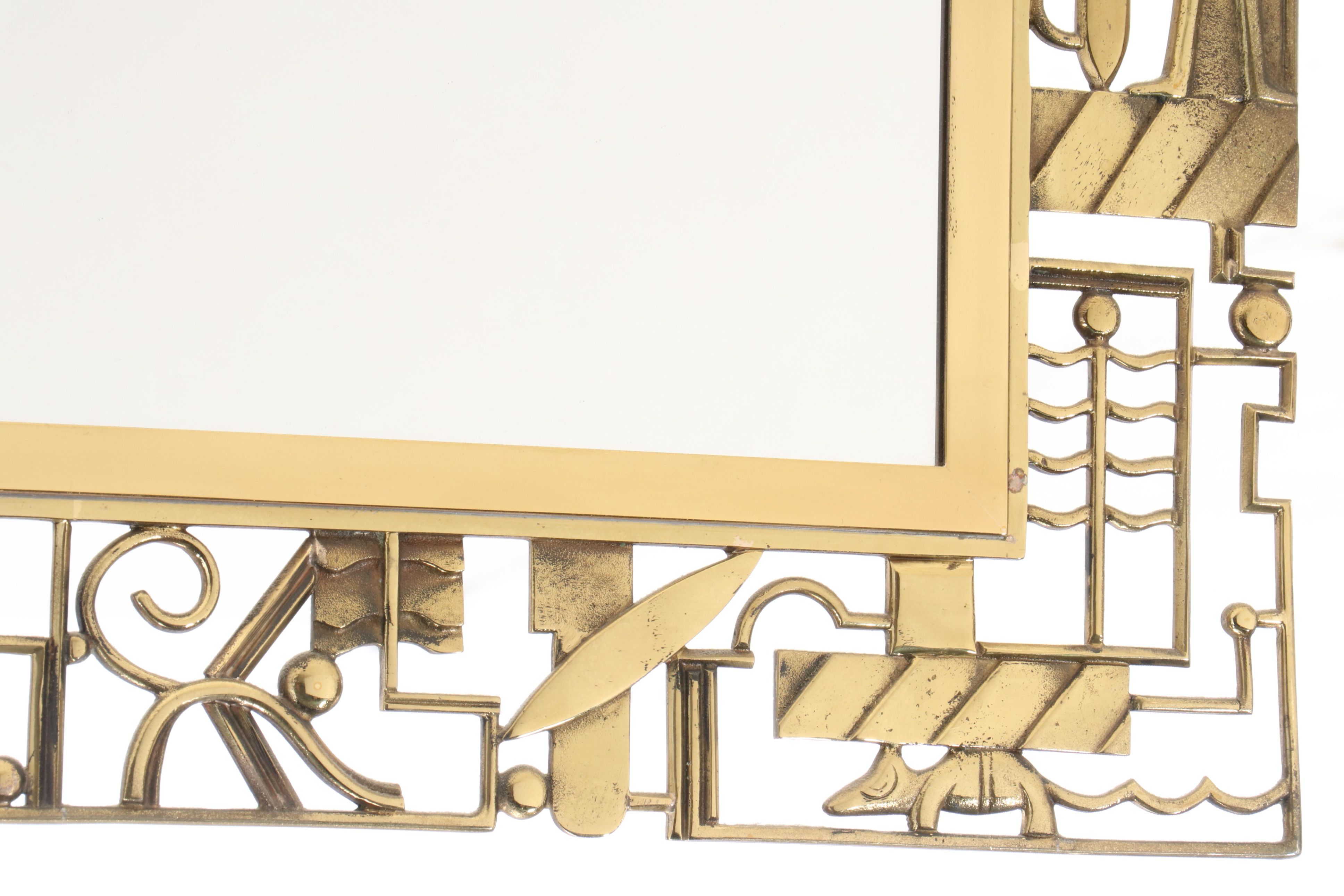 Karl Hagenauer for Werkstätte Art Deco Openwork Brass Mirror, Circa 1930