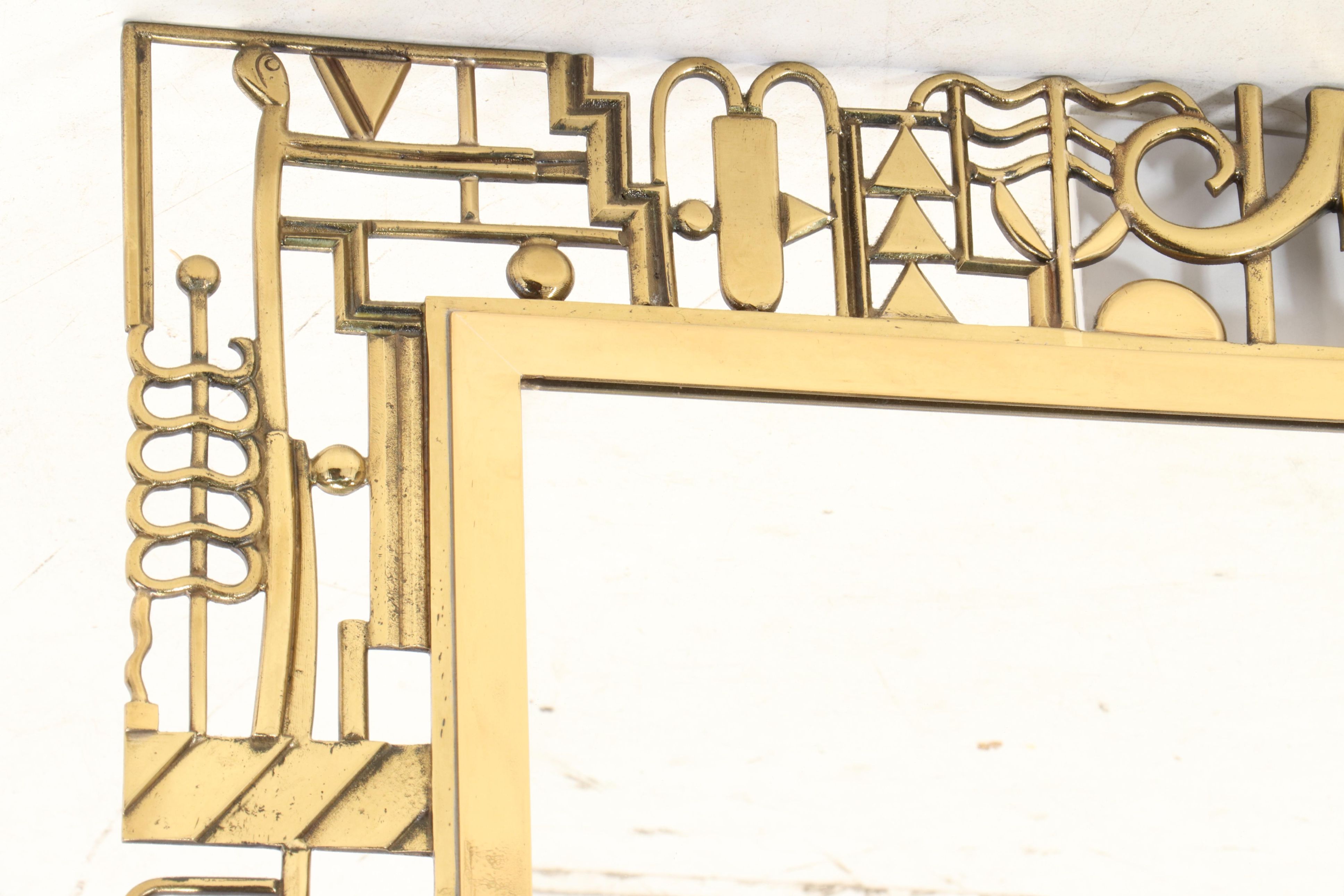 Karl Hagenauer for Werkstätte Art Deco Openwork Brass Mirror, Circa 1930