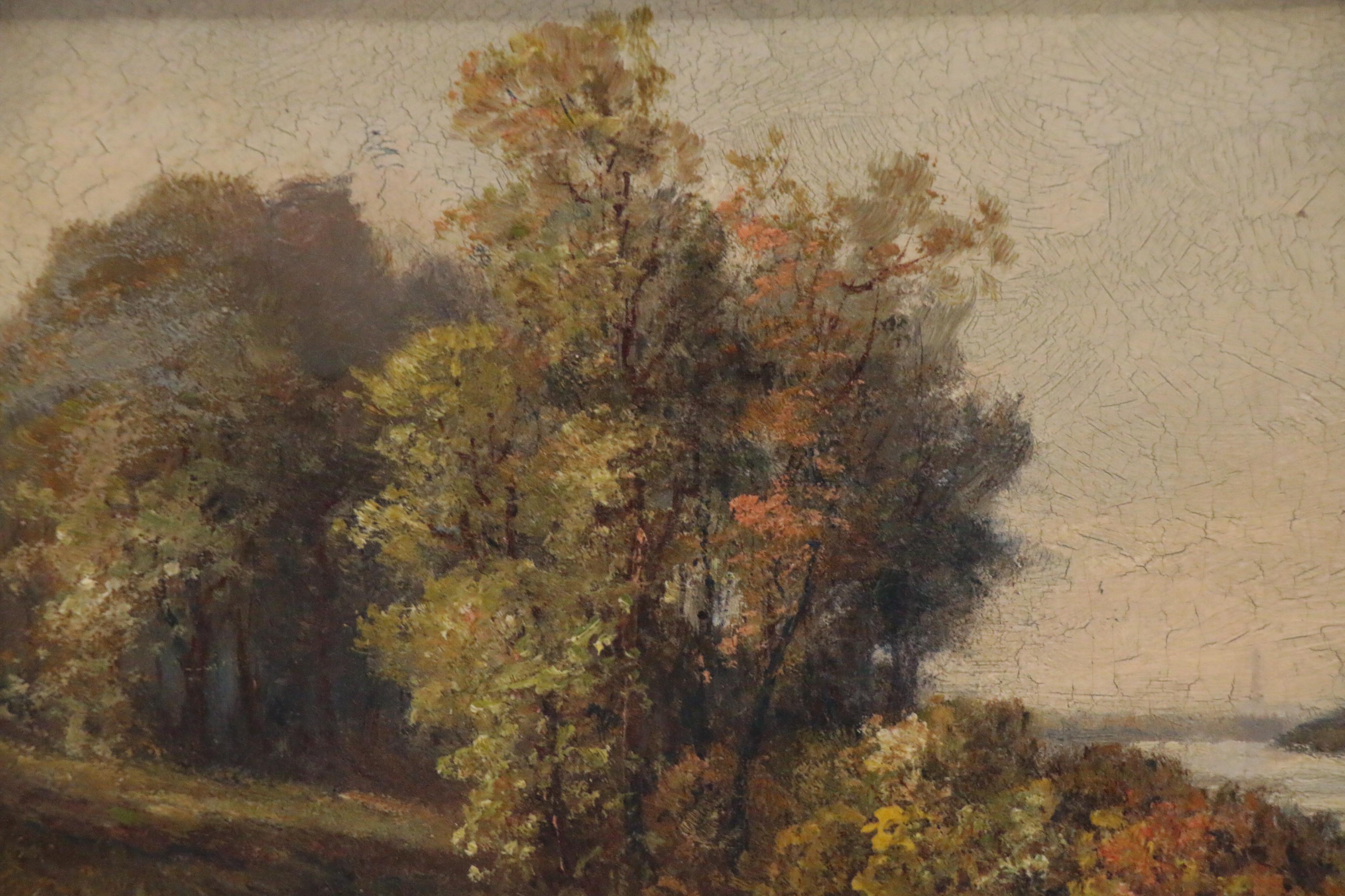 Frederick Matzow Oil Painting of River Landscape, Late 19th Century