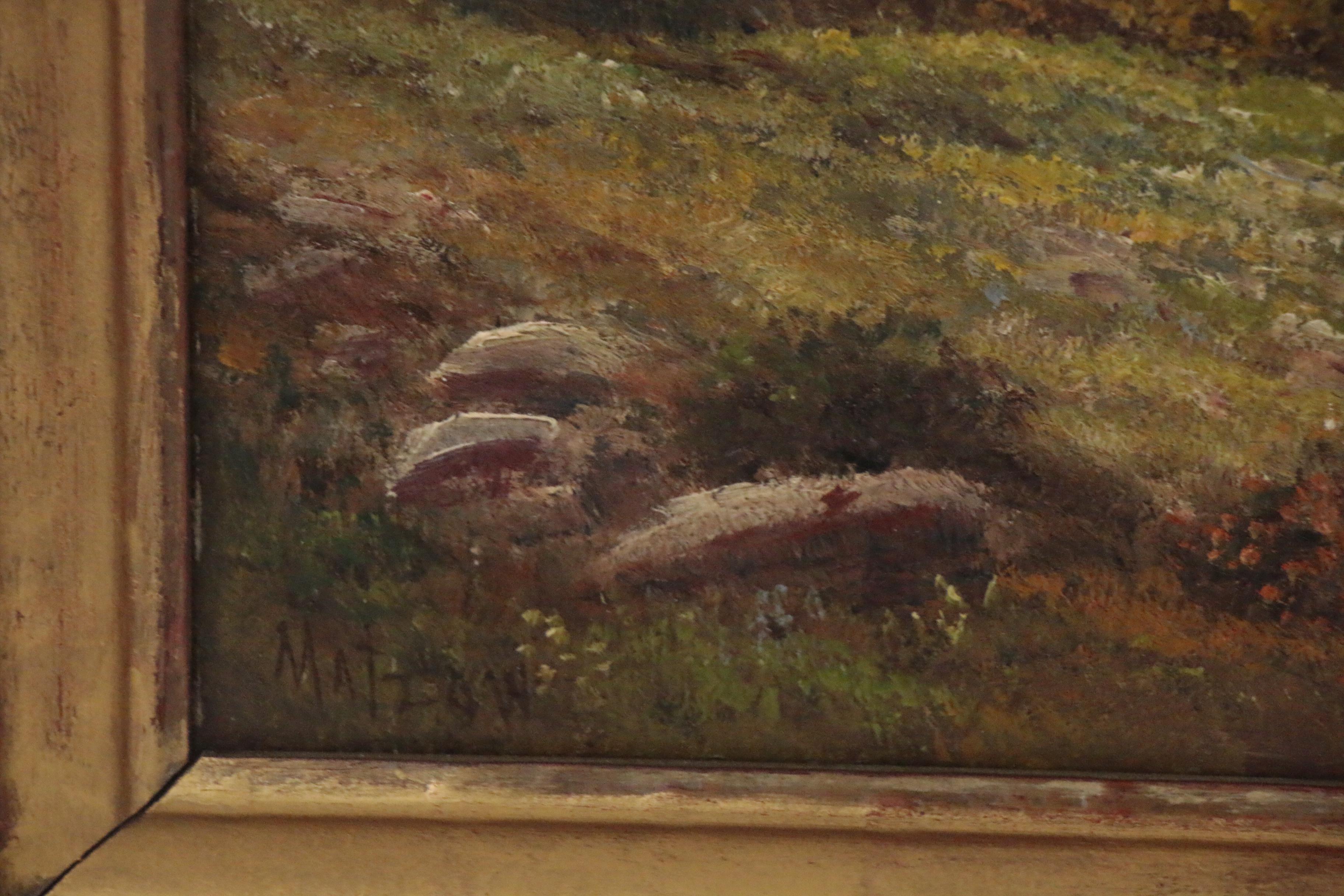 Frederick Matzow Oil Painting of River Landscape, Late 19th Century