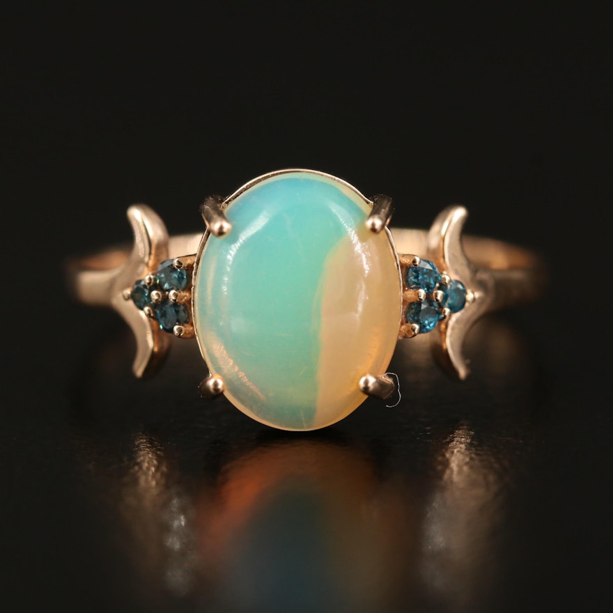 14K Opal Ring with Diamond Accents