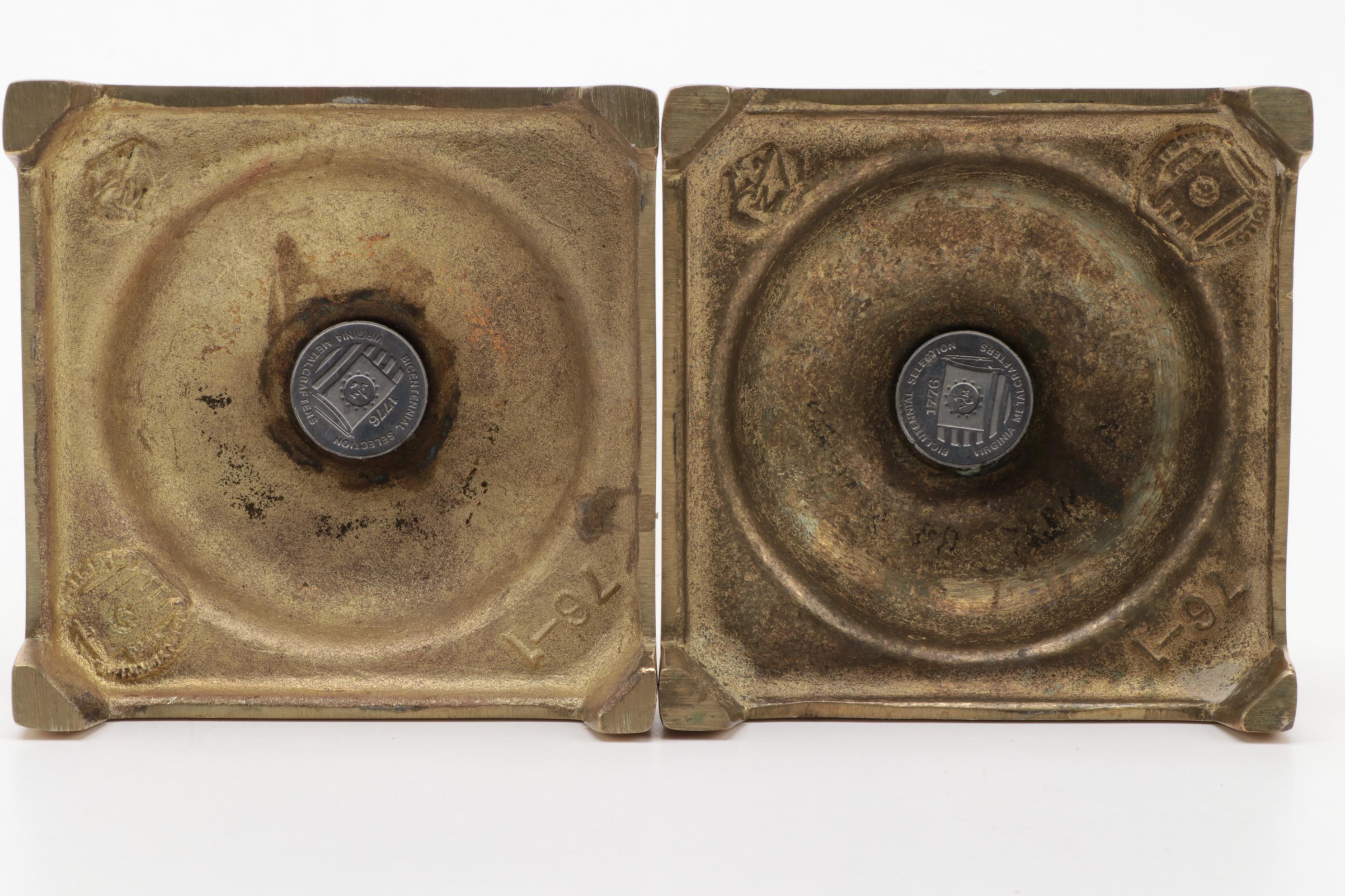 Virginia Metalcrafters Colonial Style Brass Candlesticks, Mid-Late 20th Century