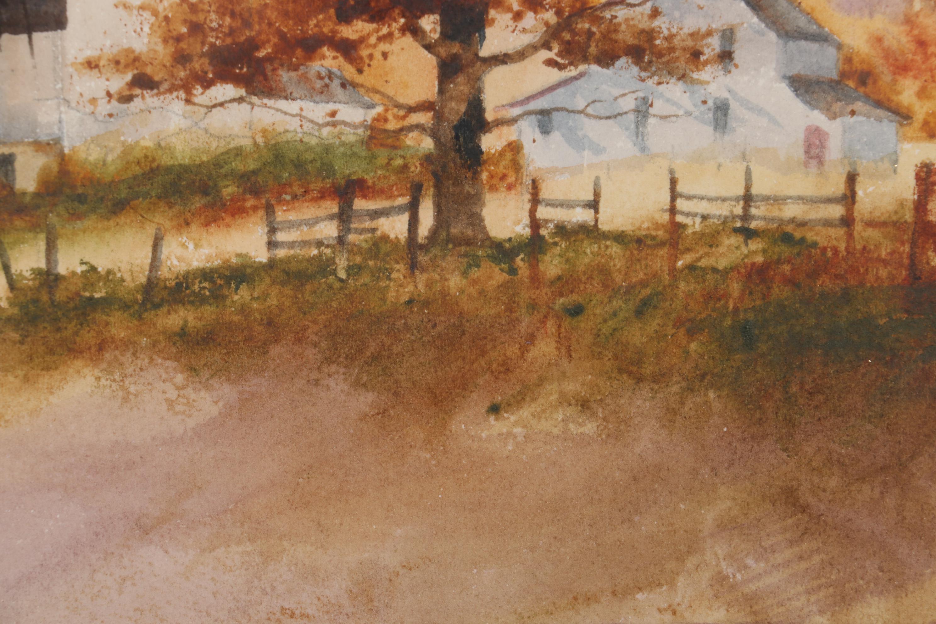 Joan Rothel Winter Landscape Watercolor Painting, Late 20th Century