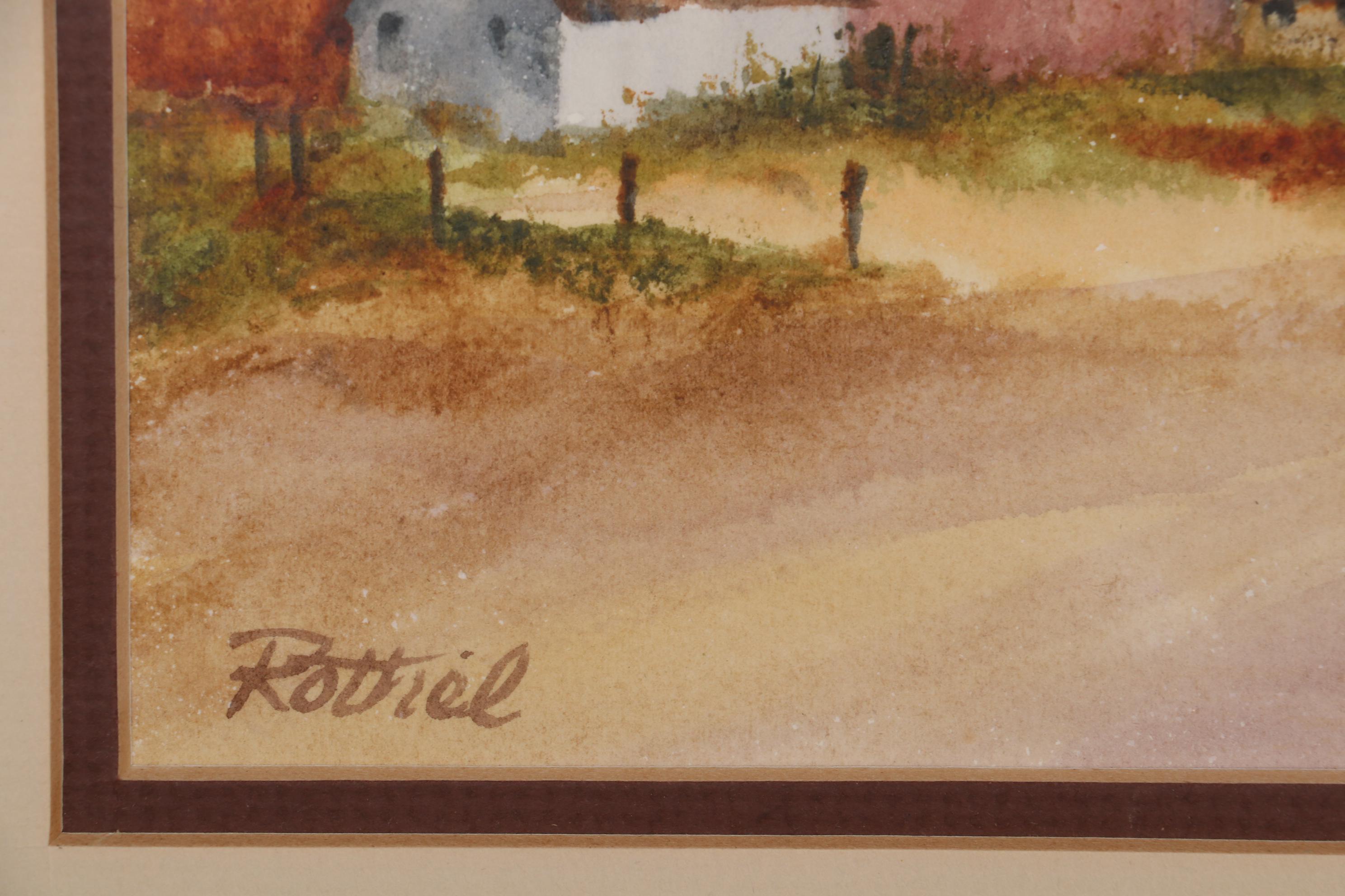 Joan Rothel Winter Landscape Watercolor Painting, Late 20th Century