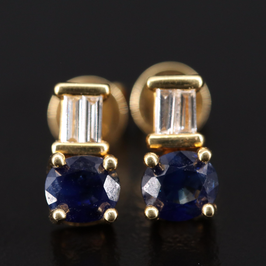18K Sapphire and Diamond Earrings