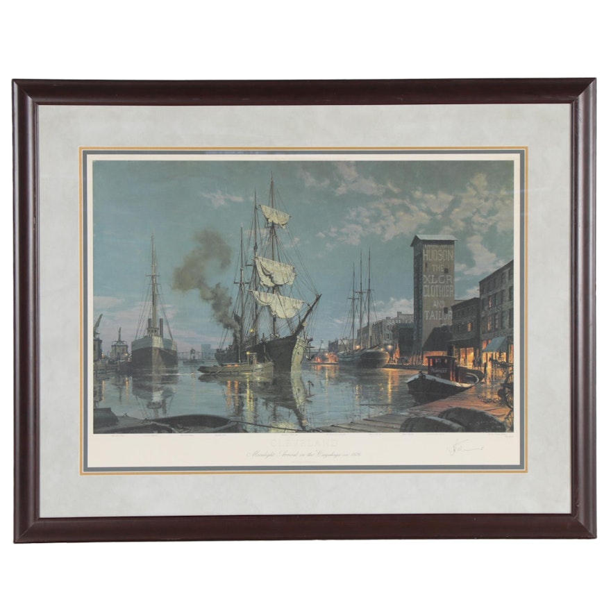 John Stobart Offset Lithograph "Cleveland," Late 20th Century