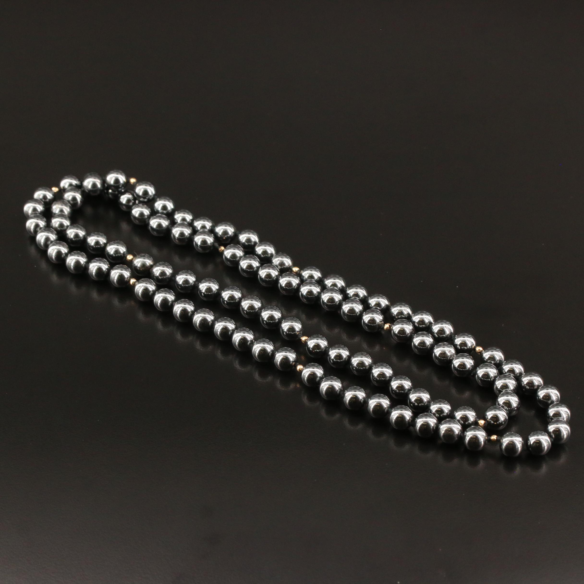 Endless Hematite Beaded Necklace