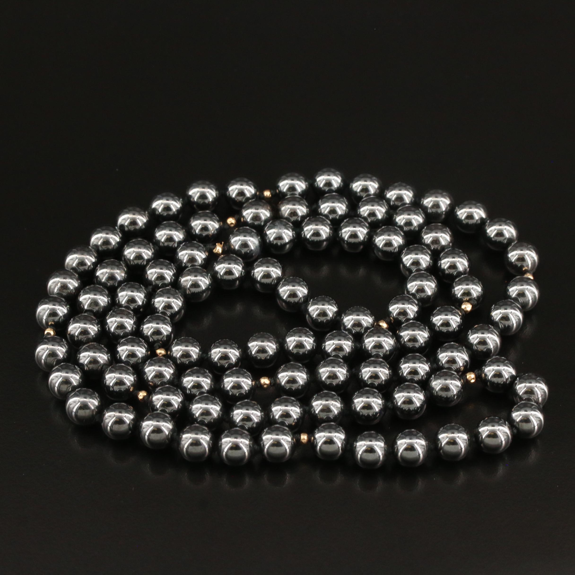 Endless Hematite Beaded Necklace