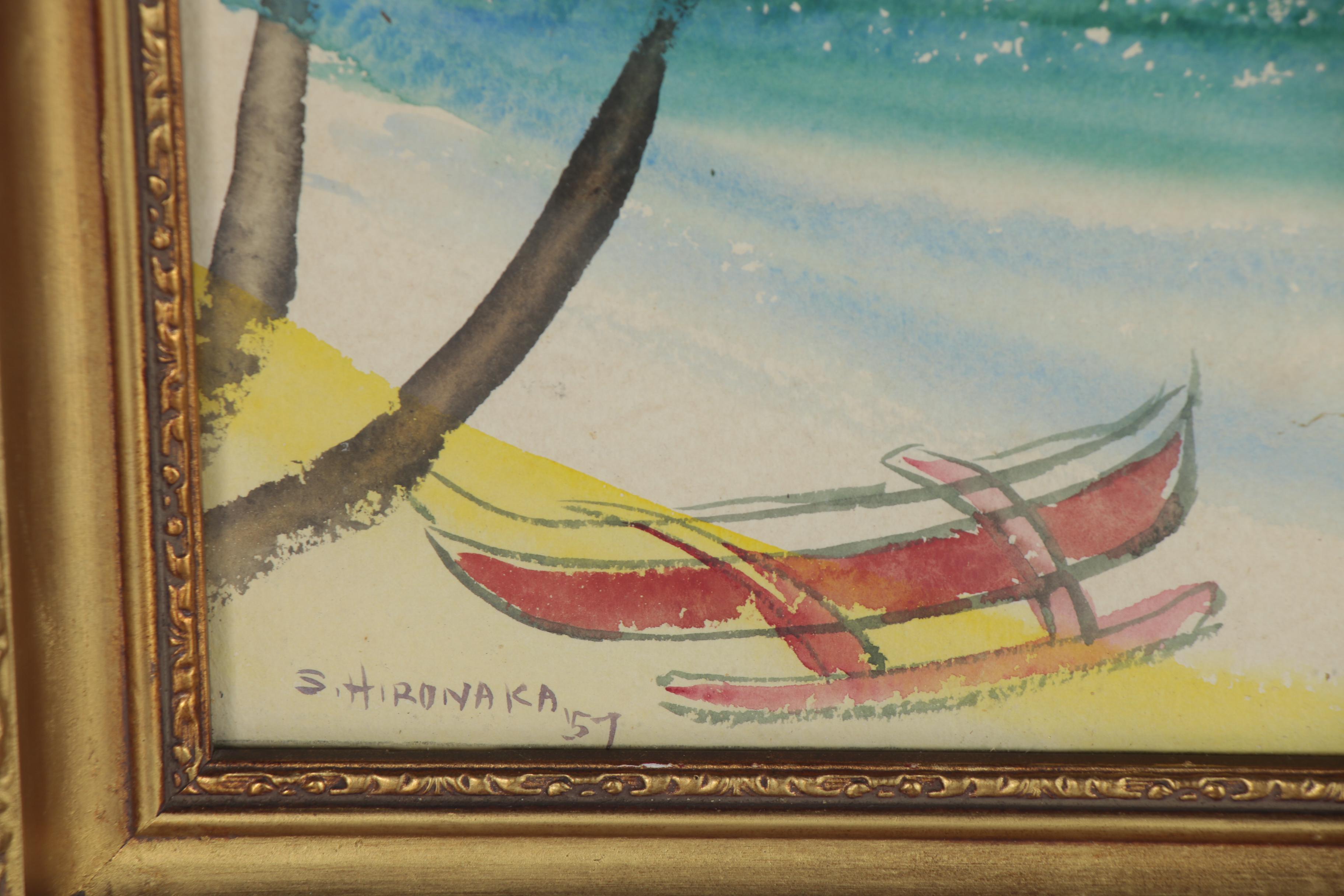 Sunao Hironaka Watercolor Painting of Hawai'i Landscape, 1957