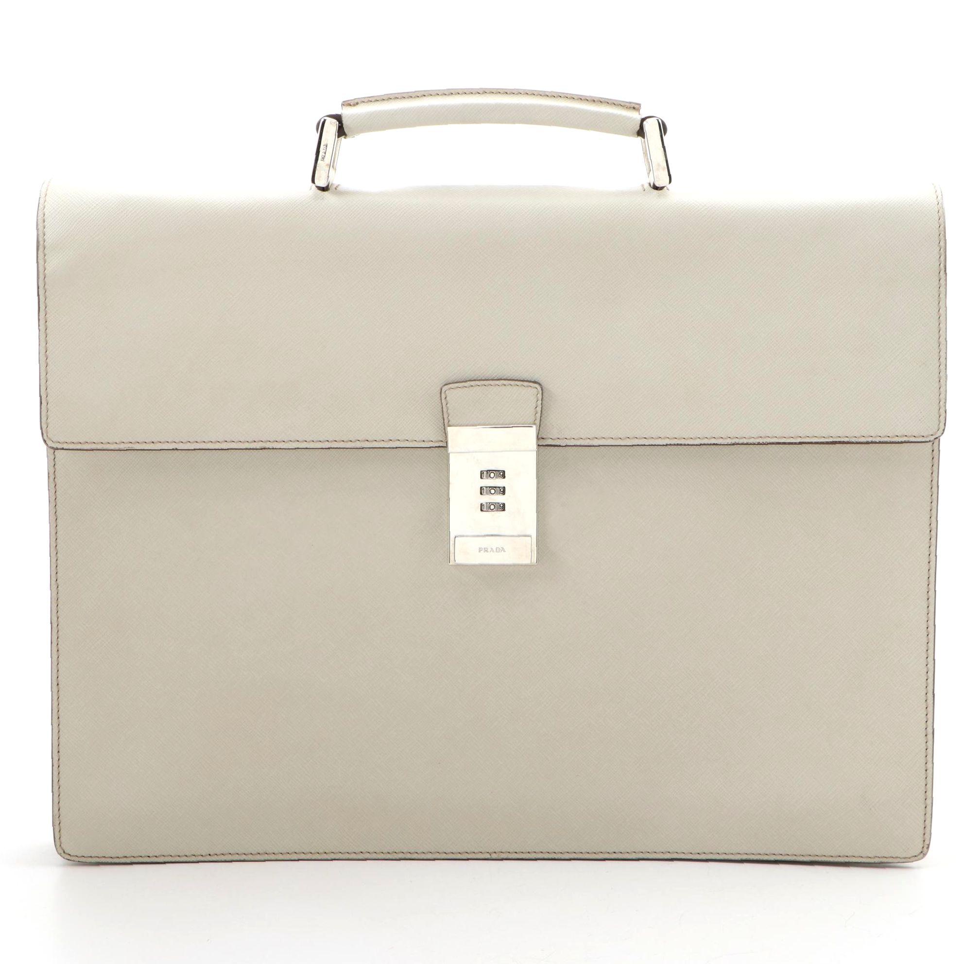 Prada Dune Saffiano Leather Briefcase with Combination Lock