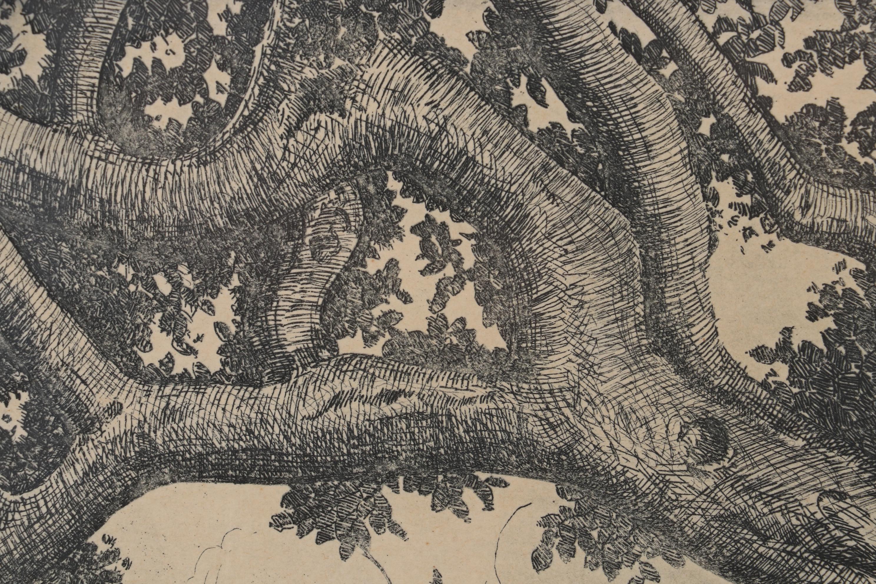 Fritz Bade Etching "Live Oak," Mid 20th Century