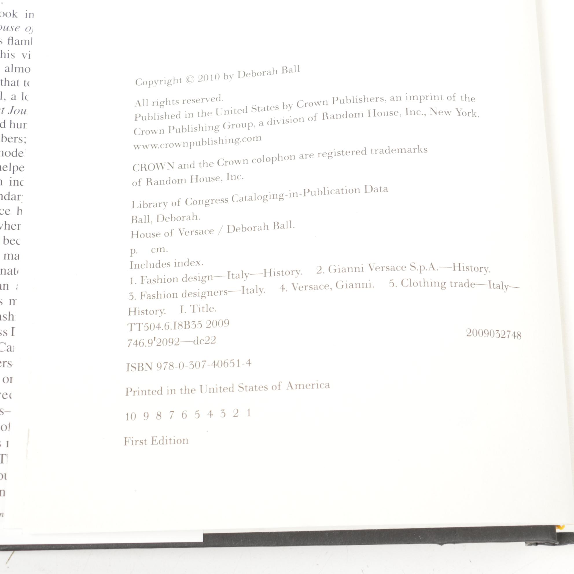 Gianni Versace "Do not disturb," 1996, and Deborah Ball "House of Versace," 2010