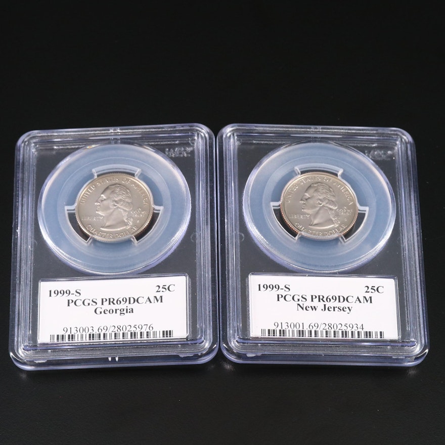 Two PCGS Graded PR69DCAM 1999-S Statehood Proof Quarters