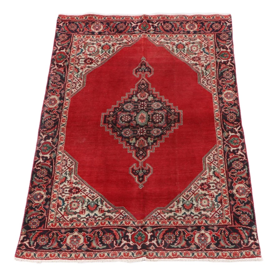 4'1 x 6'2 Hand-Knotted Persian Bijar Wool Rug