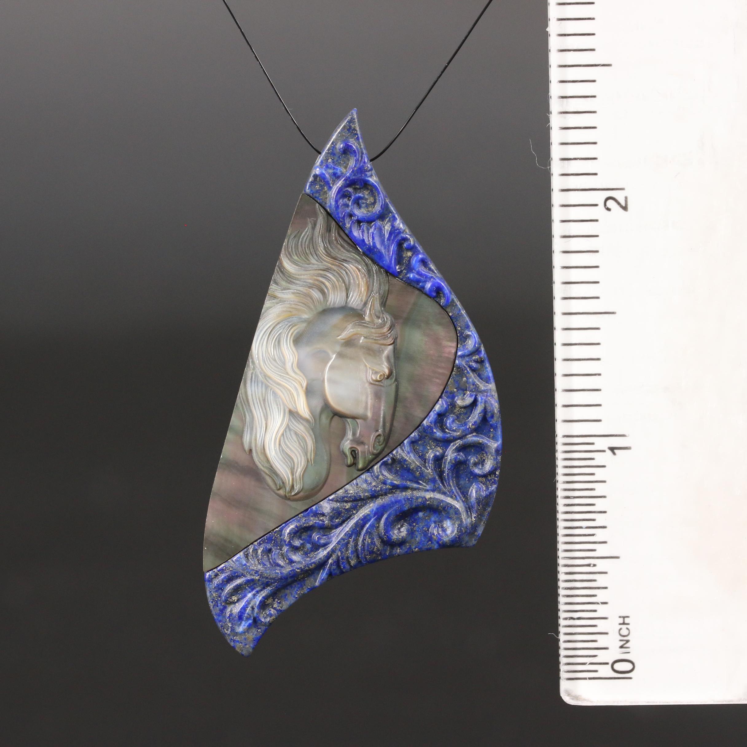 Loose Lapis Lazuli with Mother of Pearl Inlay Featuring Horse Head Design