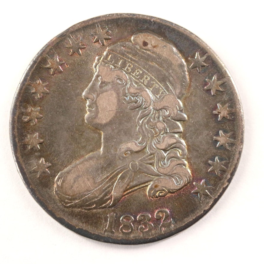 Toned 1832 Capped Bust Silver Half Dollar