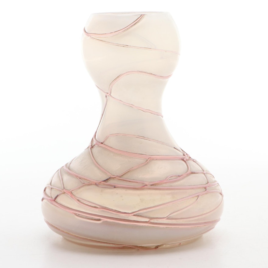 Loetz Iridescent Threaded Art Glass Vase