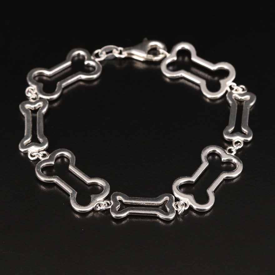 Sterling Dog Bone Link Bracelet