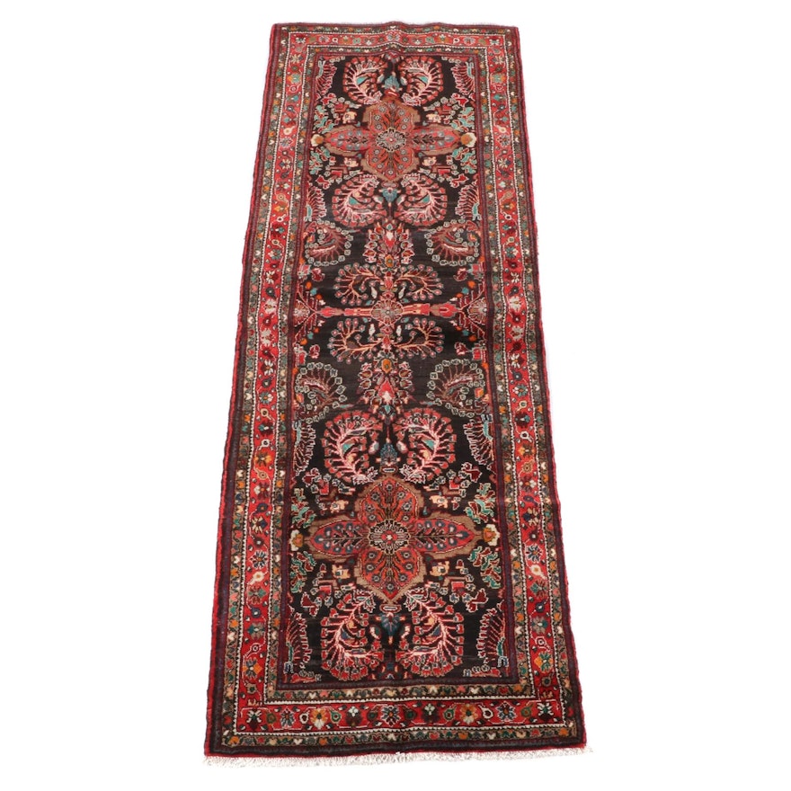 3'5 x 10'9 Hand-Knotted Persian Sarouk Wool Carpet Runner