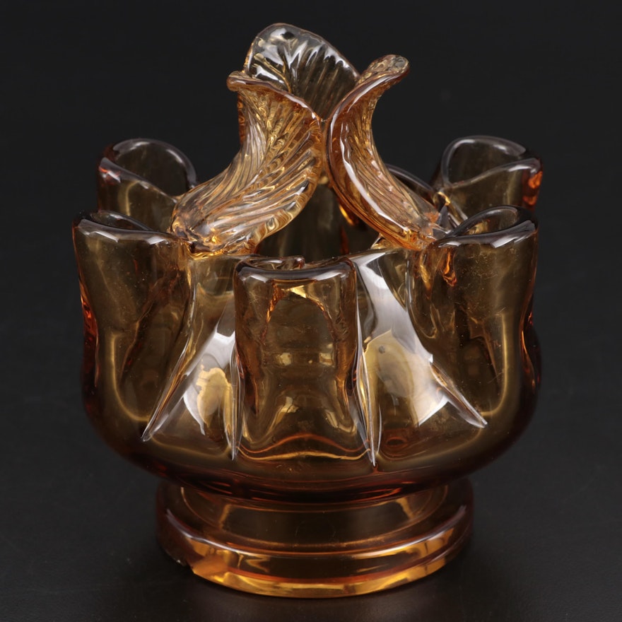 Steuben Art Glass Amber Floral Block, Early 20th Century