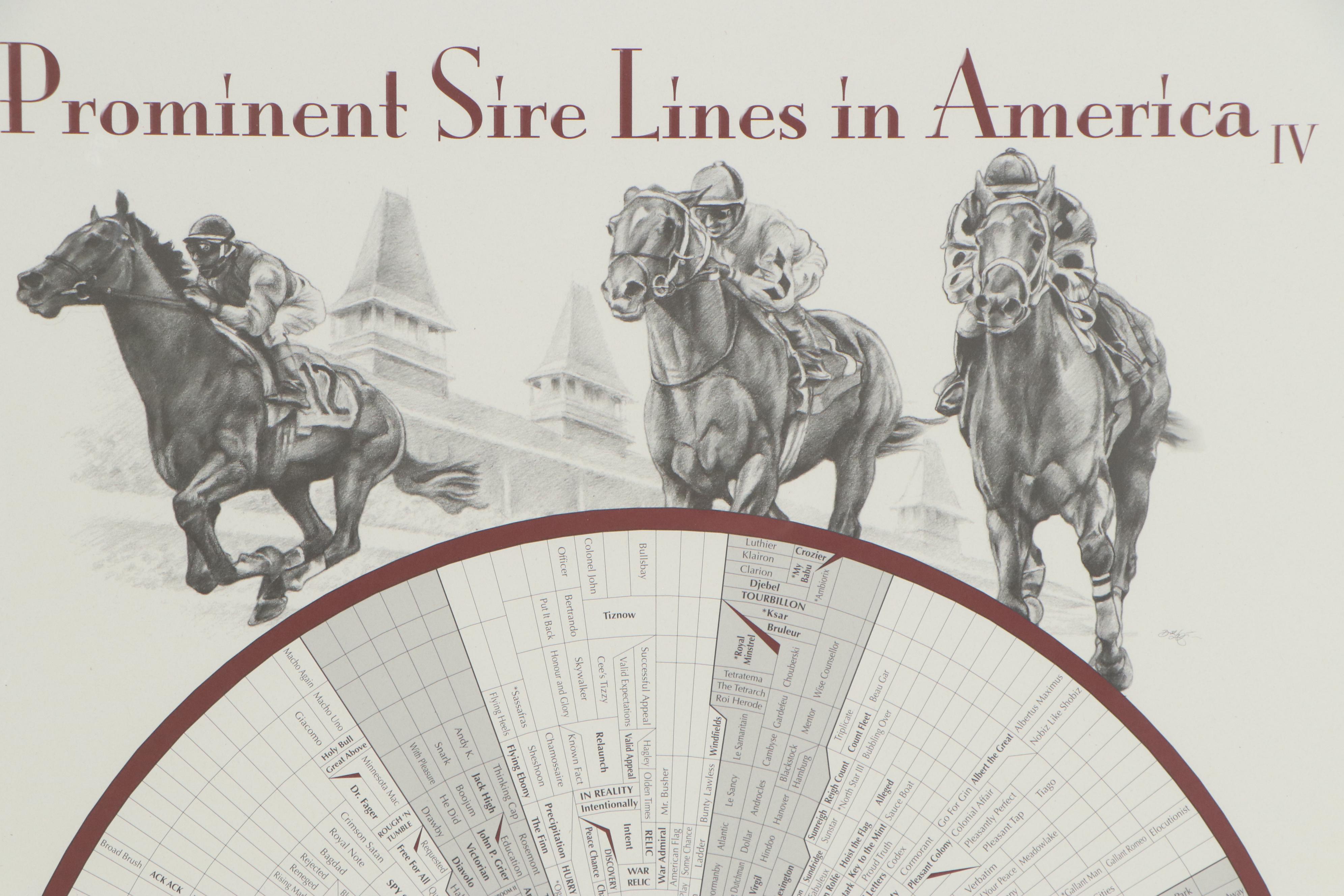 Offset Lithograph after Bill Leftwich "Prominent Sire Lines in America No. IV"