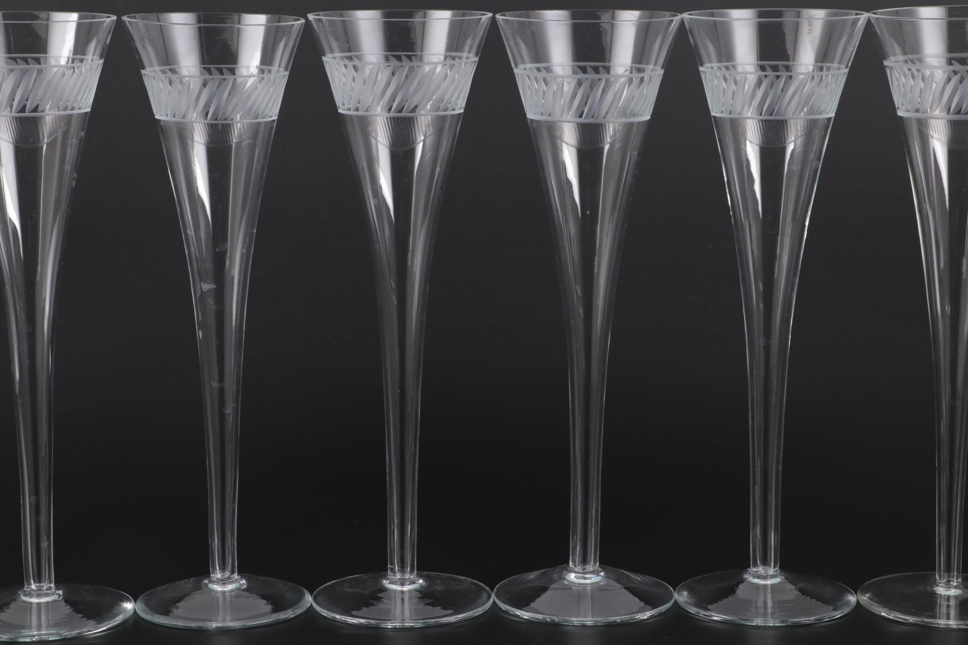 Stuart "Iona" Air Twist Cordial Glasses with Hollow Stem Champagne Flutes