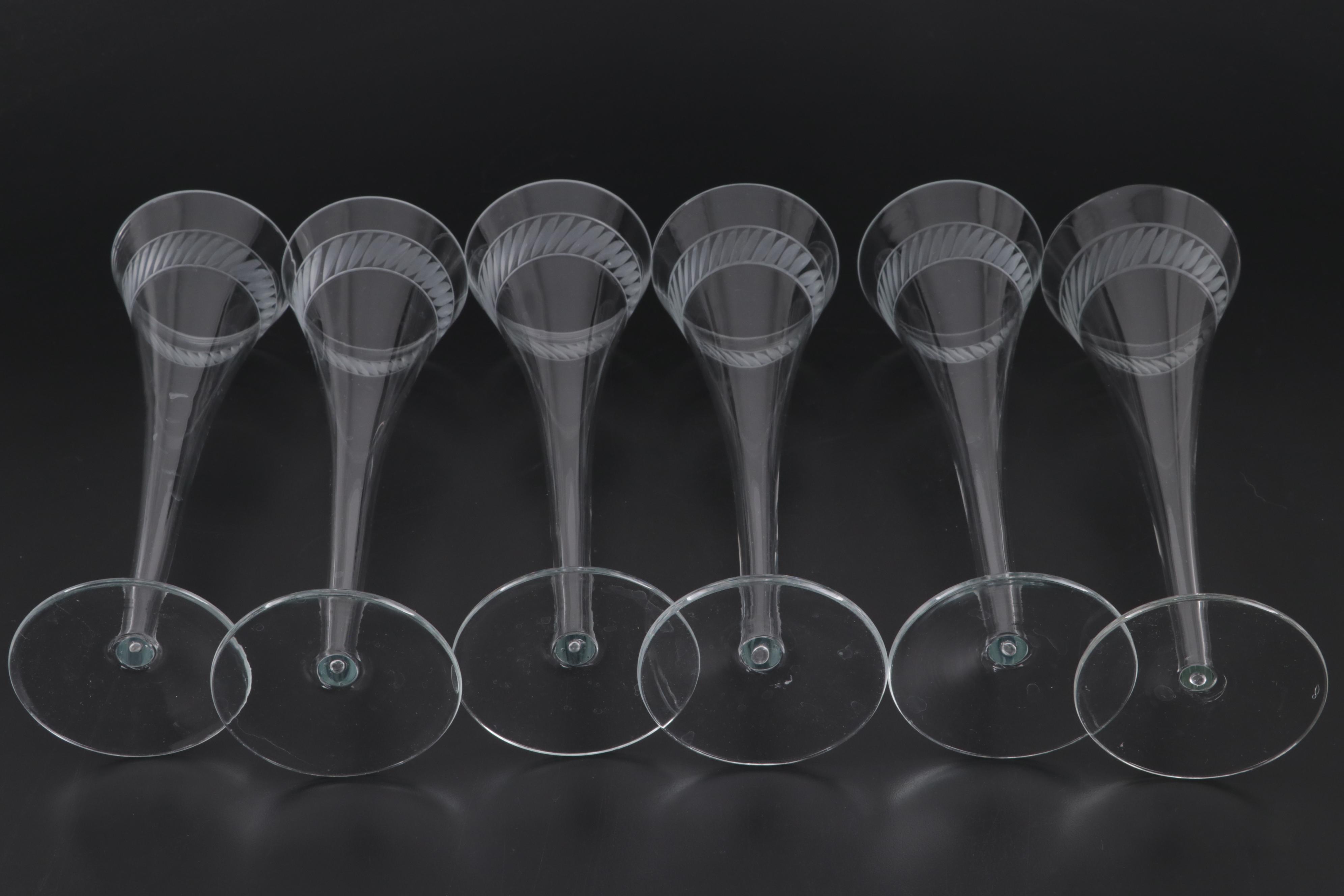 Stuart "Iona" Air Twist Cordial Glasses with Hollow Stem Champagne Flutes