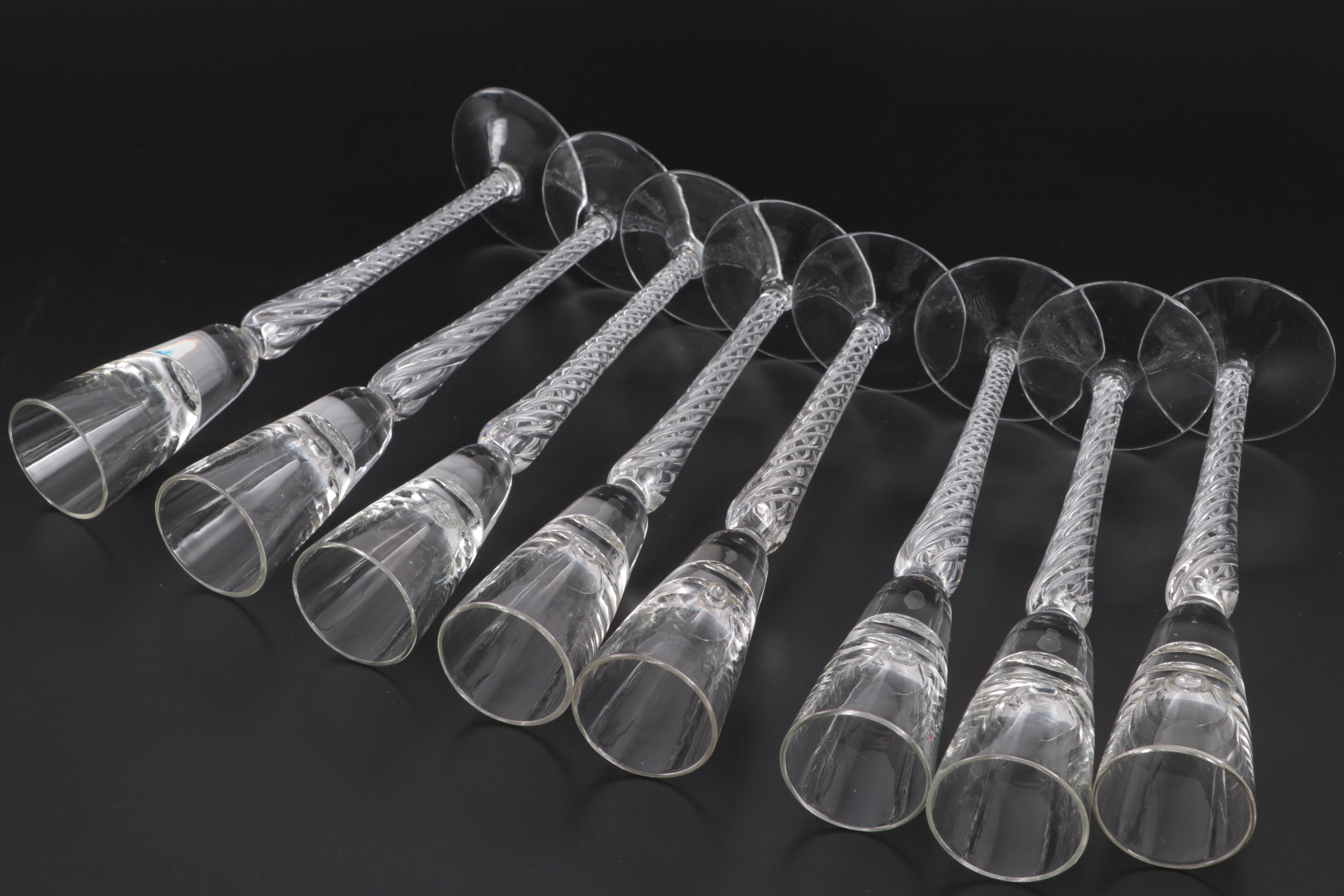 Stuart "Iona" Air Twist Cordial Glasses with Hollow Stem Champagne Flutes