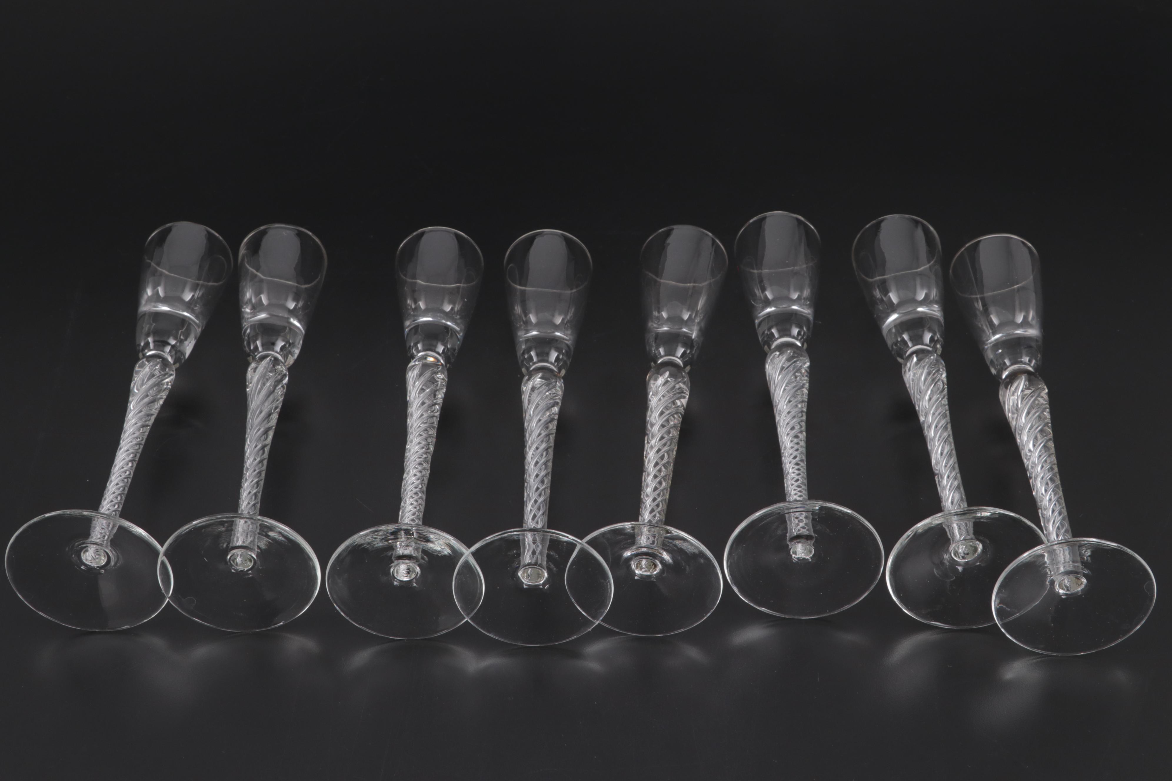 Stuart "Iona" Air Twist Cordial Glasses with Hollow Stem Champagne Flutes