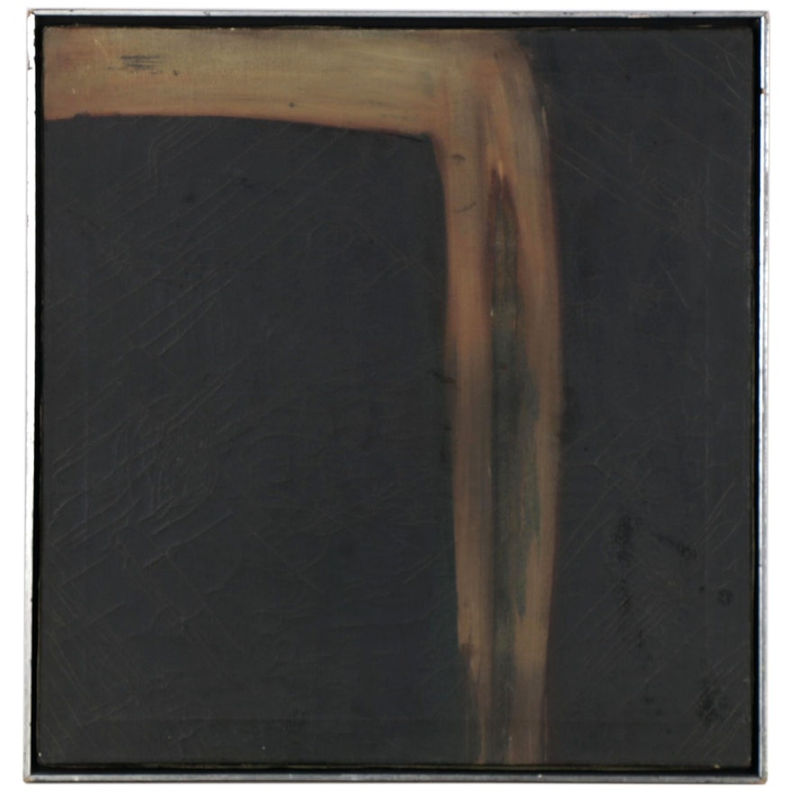 Atmospheric Abstraction Oil Painting, Mid-20th Century