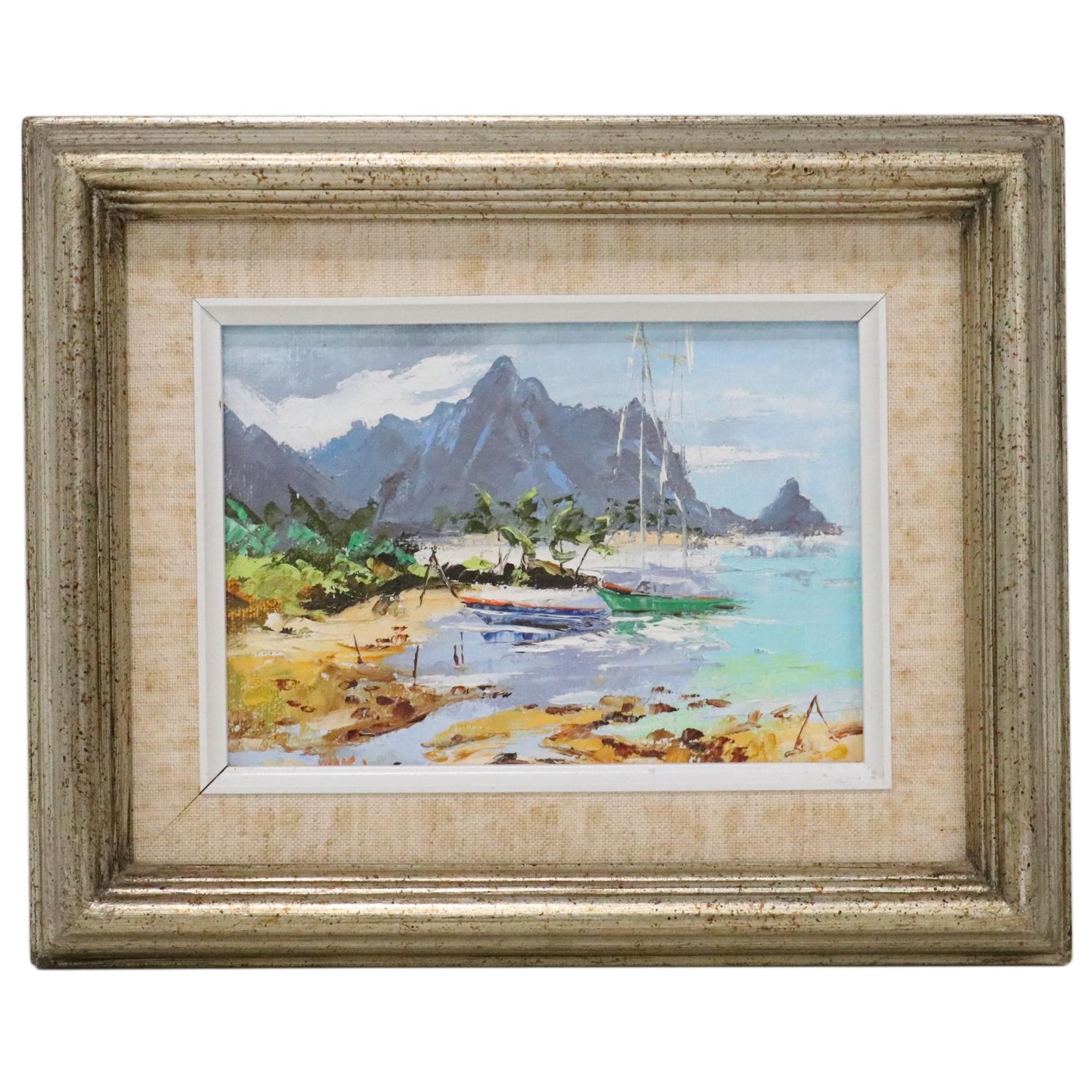 Niki Snyder Oil Painting of Abstract Costal Scene, 1986