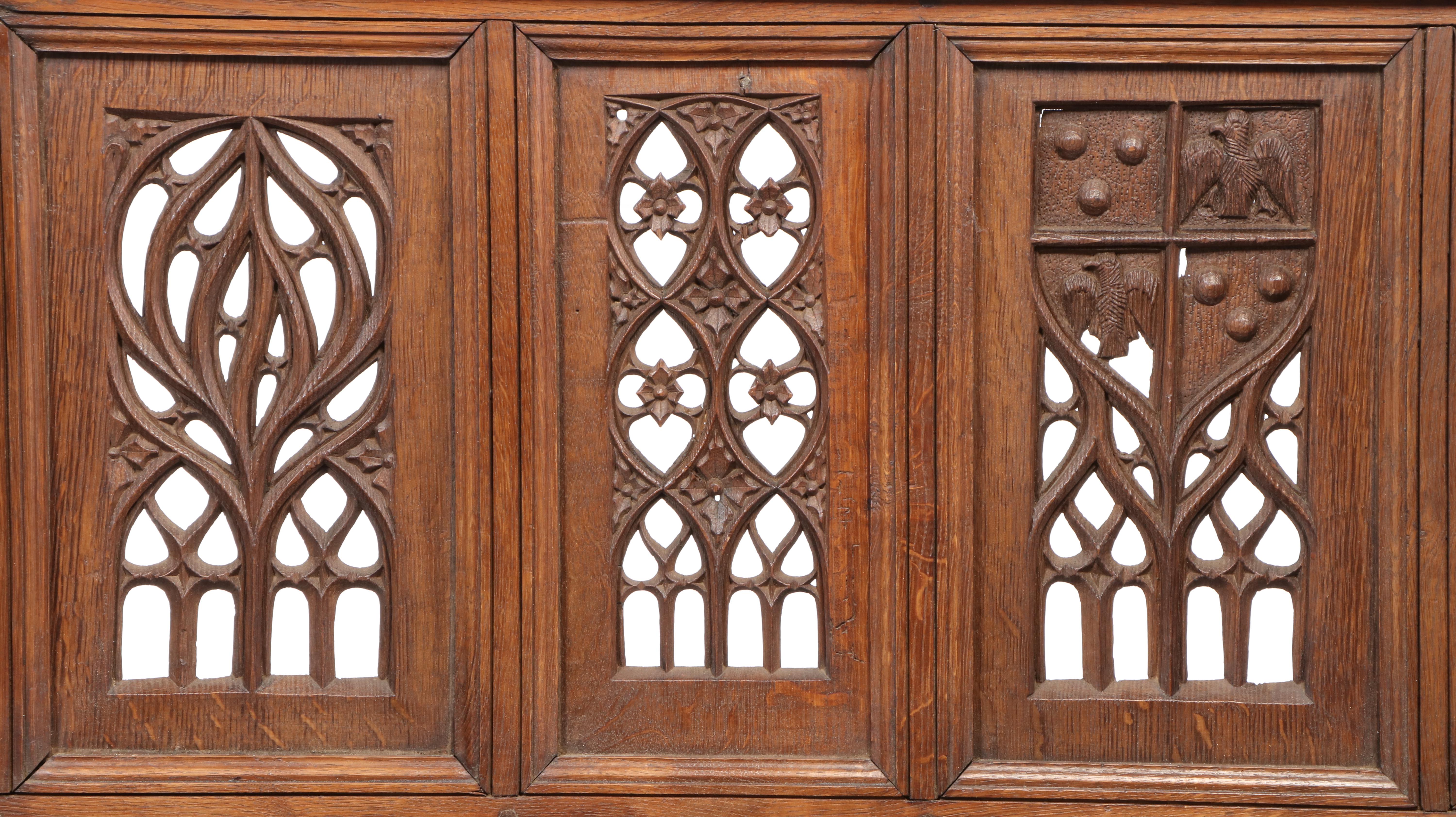 French Neo-Gothic Oak Buffet, Early 20th Century