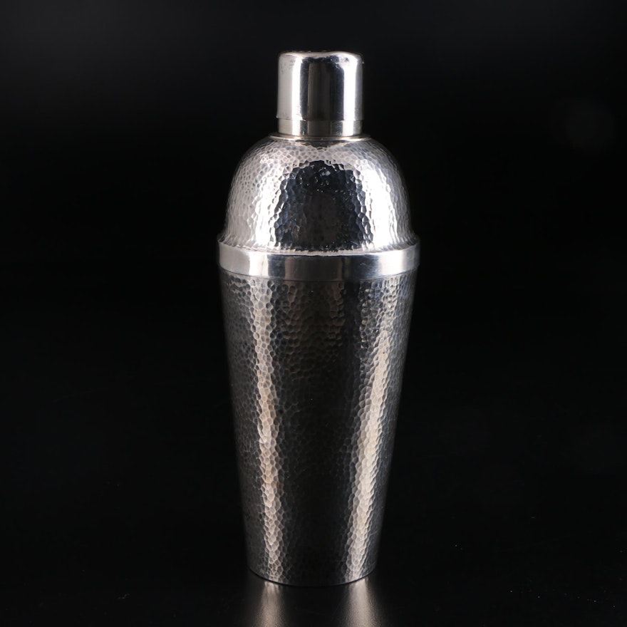 Toyokoki of Japan Hand Hammered 990 Silver Cocktail Shaker, Mid-20th Century